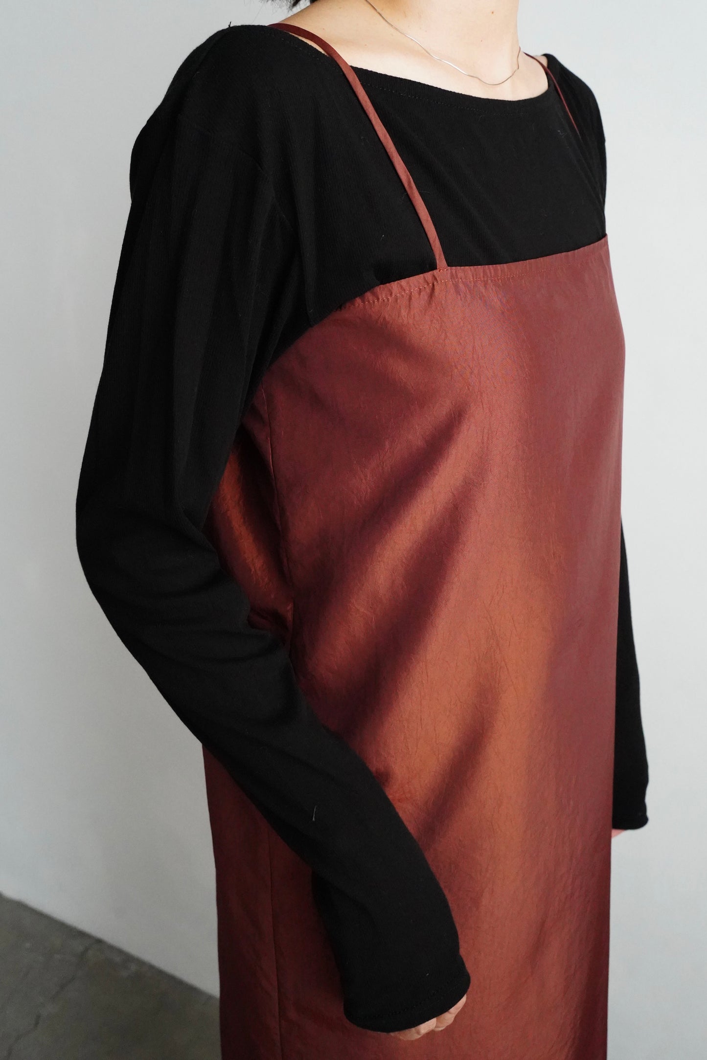 Taffeta Cami Dress / BROWN -9月20-25日発送-