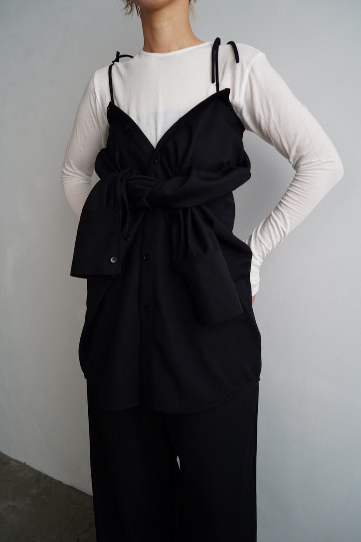Nocollar Strap Shirts / BLACK -9月20−25日発送-
