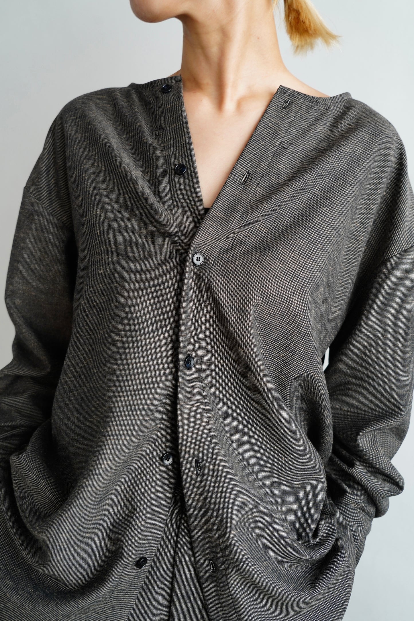 Nocollar Strap Shirts / GRAY -9月20−25日発送-