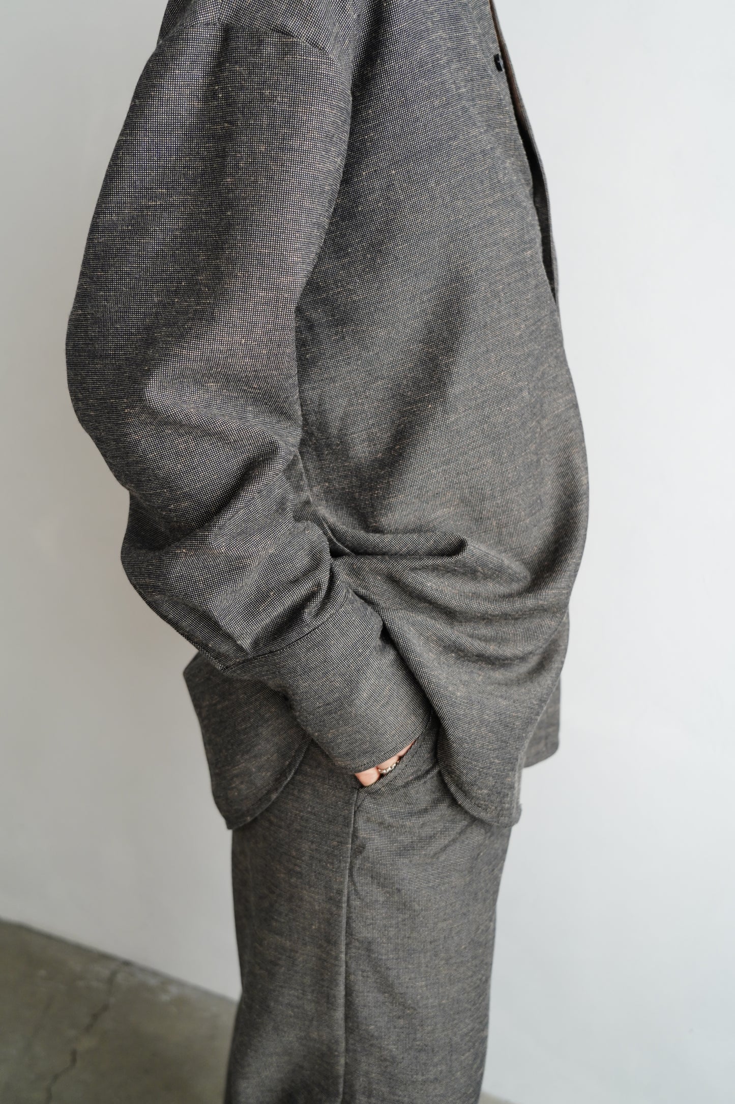 Nocollar Strap Shirts / GRAY -9月20−25日発送-