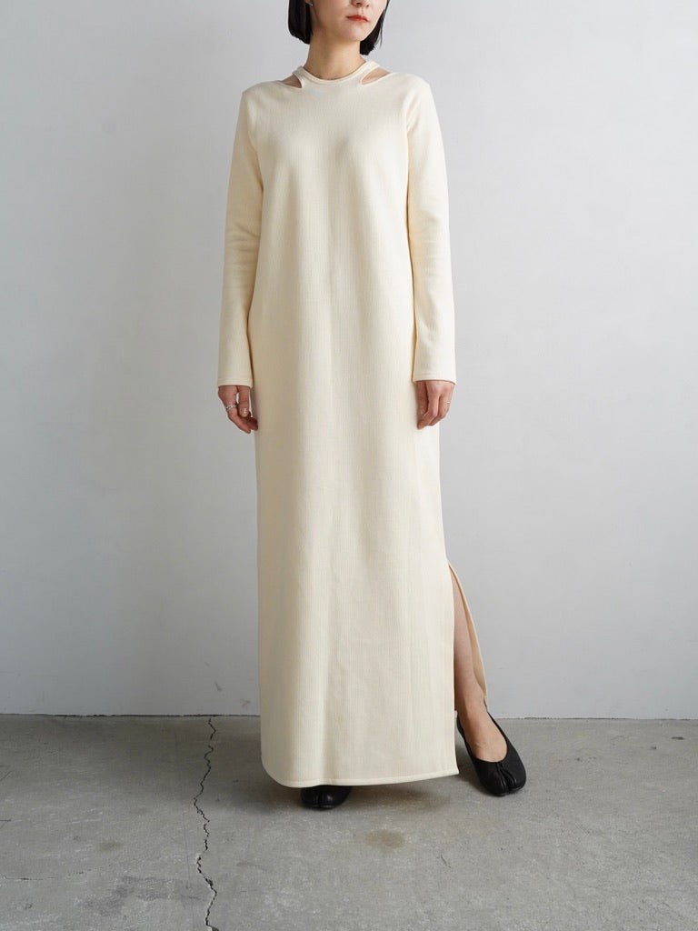 Rib Neckopen Dress / OFFWHITE -7日以内発送-