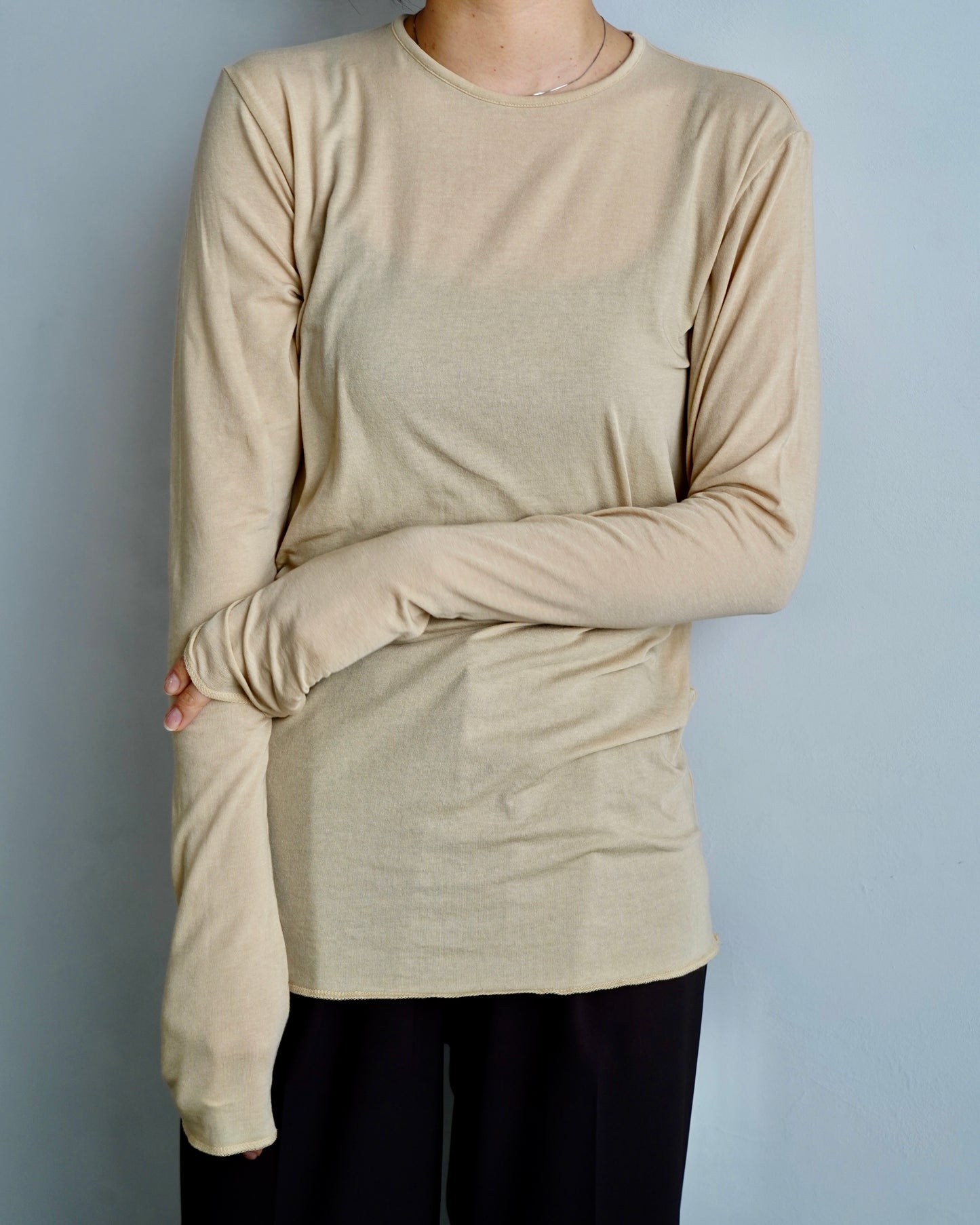 Powdery Crewneck Cutsew / BEIGE