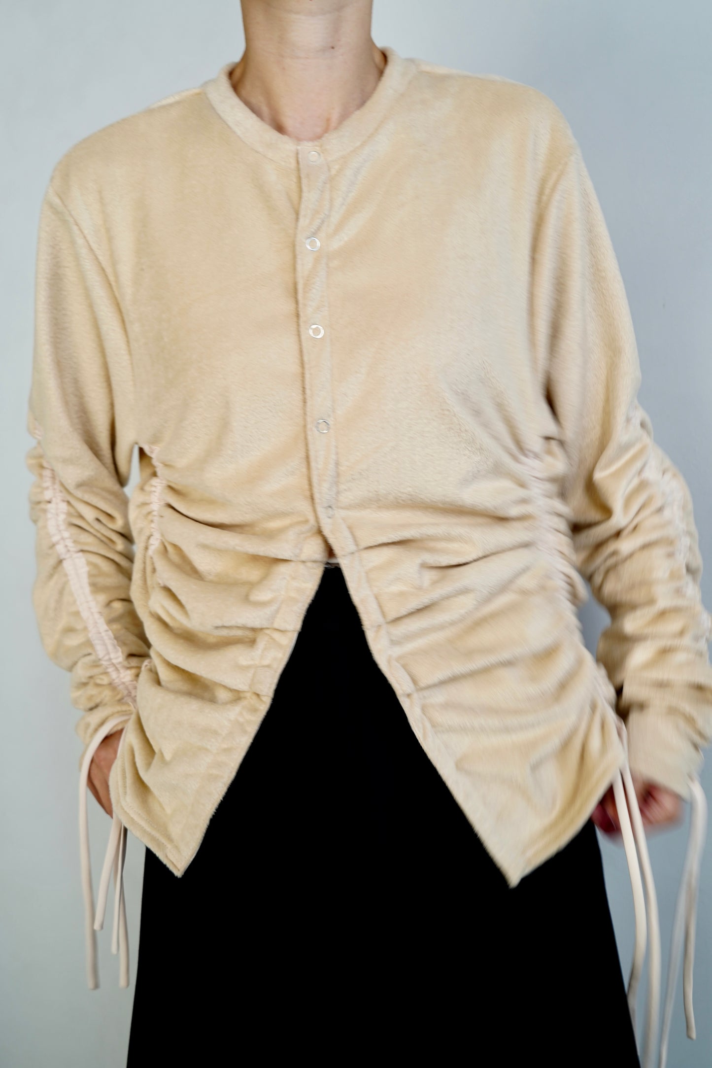 Drawcord Cardigan / CREAMBEIGE