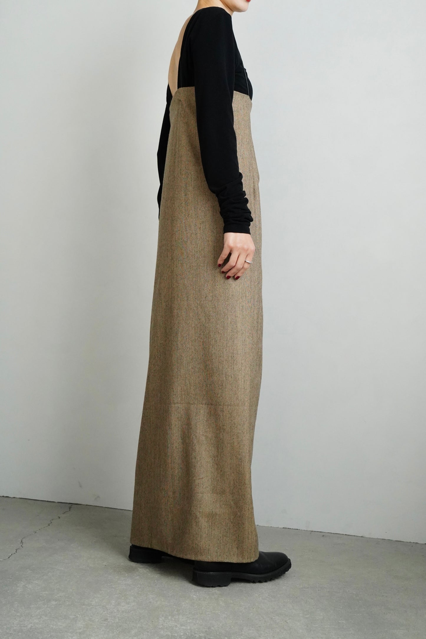 Herringbone Jump Skirt / BROWN