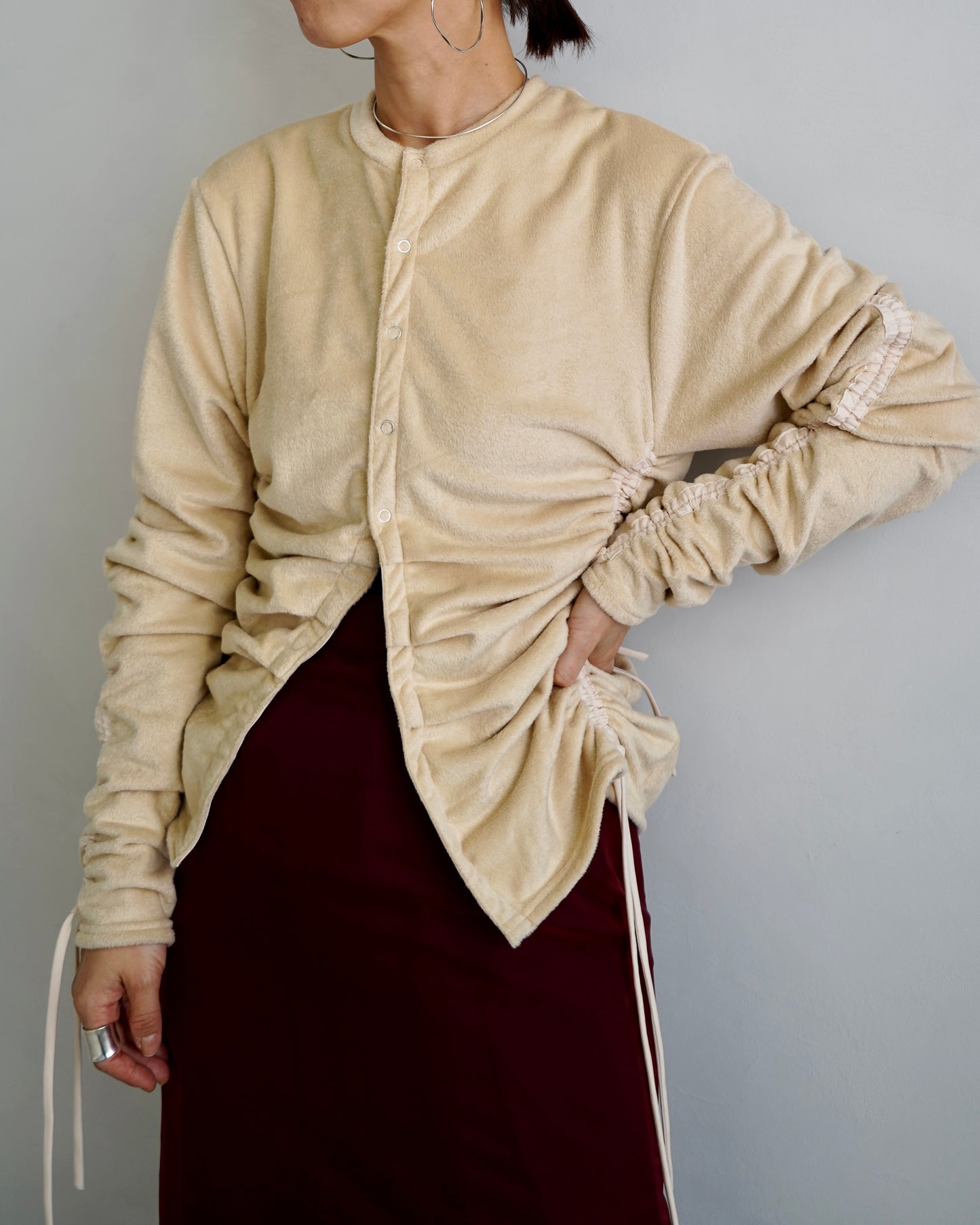 Drawcord Cardigan / CREAMBEIGE