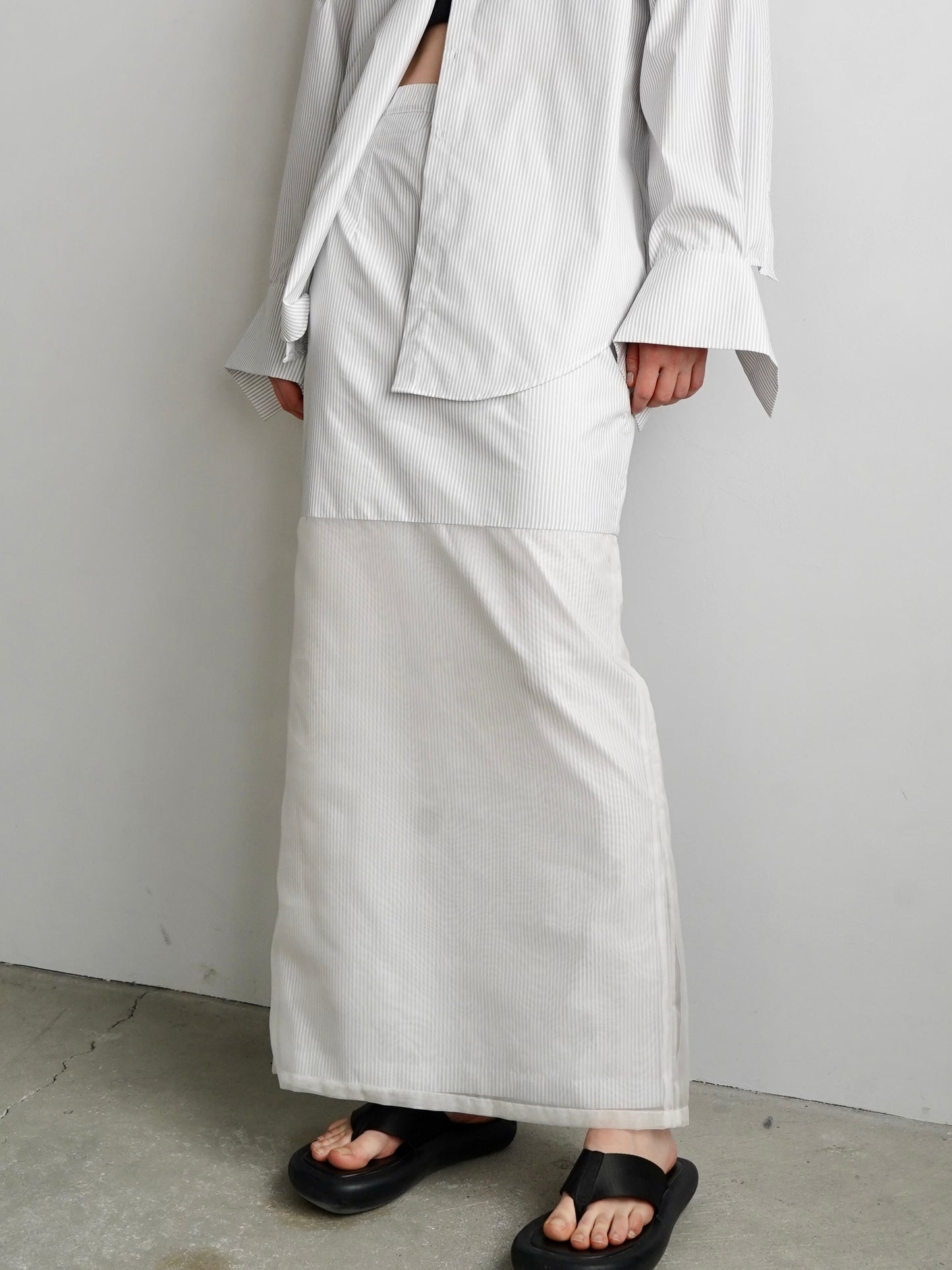 Stripe Sheer Tight Skirt / WHITE