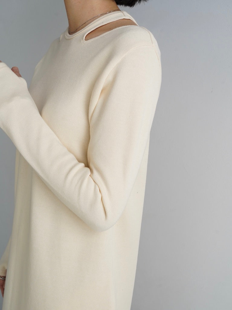 Rib Neckopen Dress / OFFWHITE -7日以内発送-