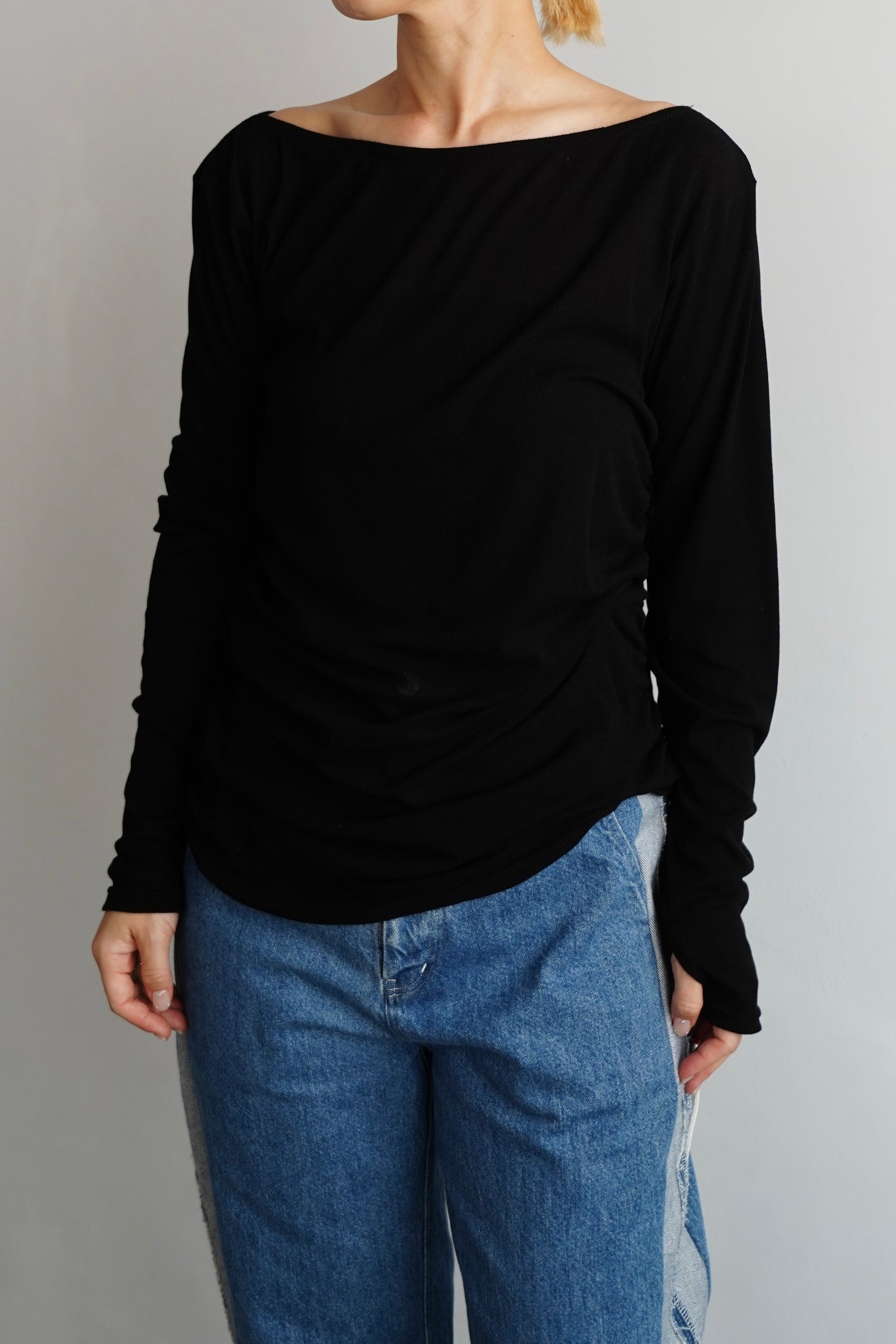 Shirring Pullover / BLACK