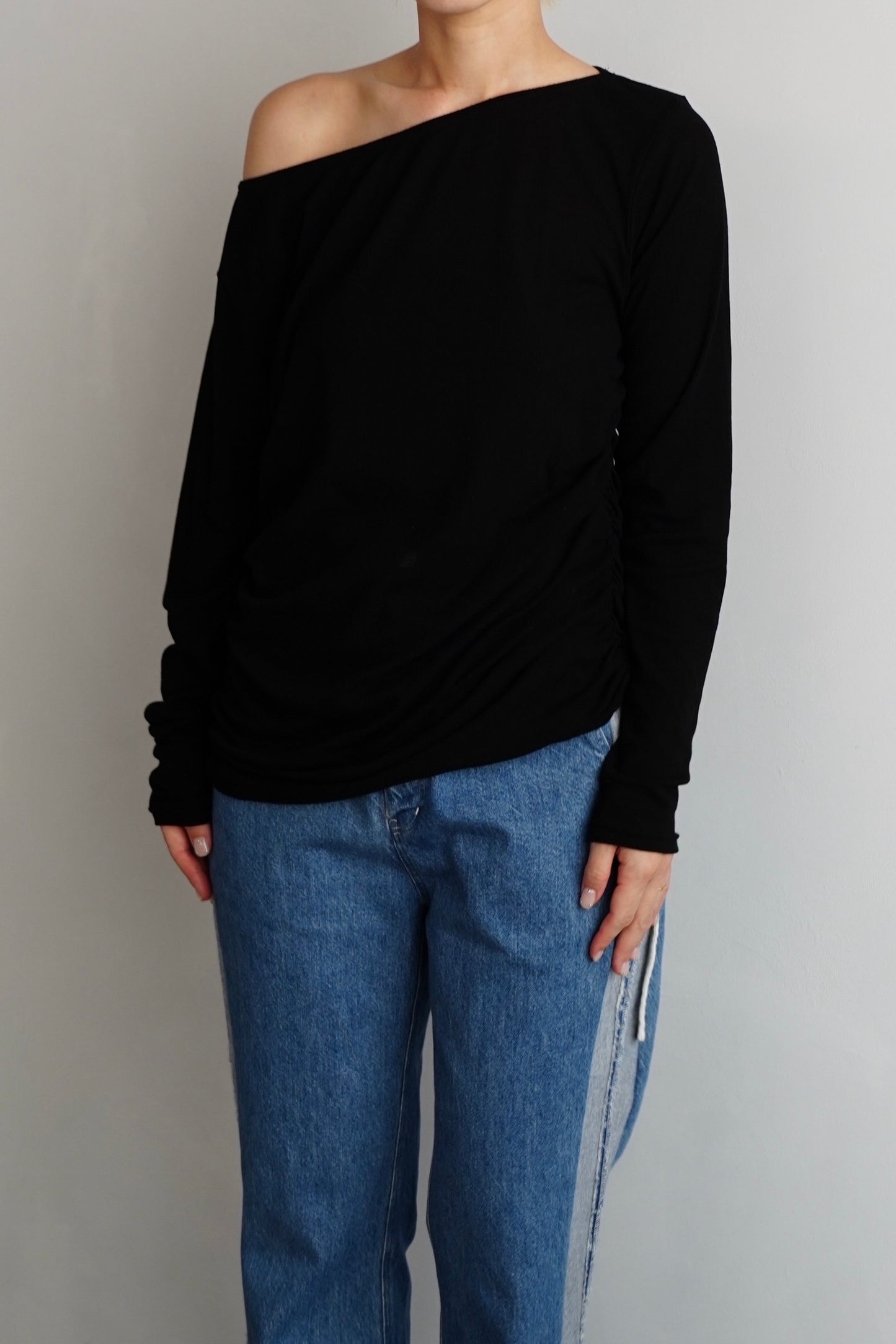 Shirring Pullover / BLACK