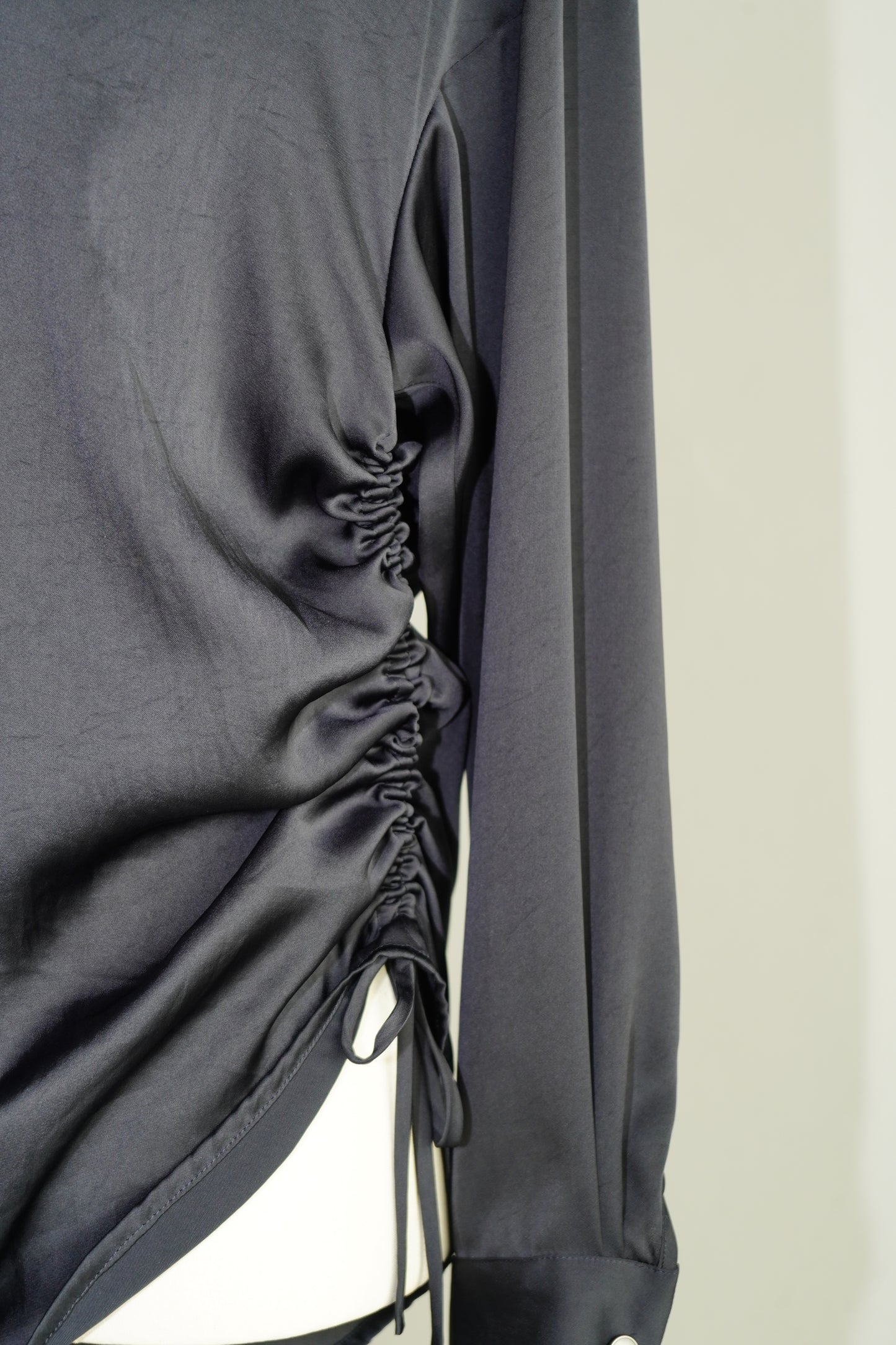 Open Collar Satin Shirts / NAVY -5月23-28日発送-