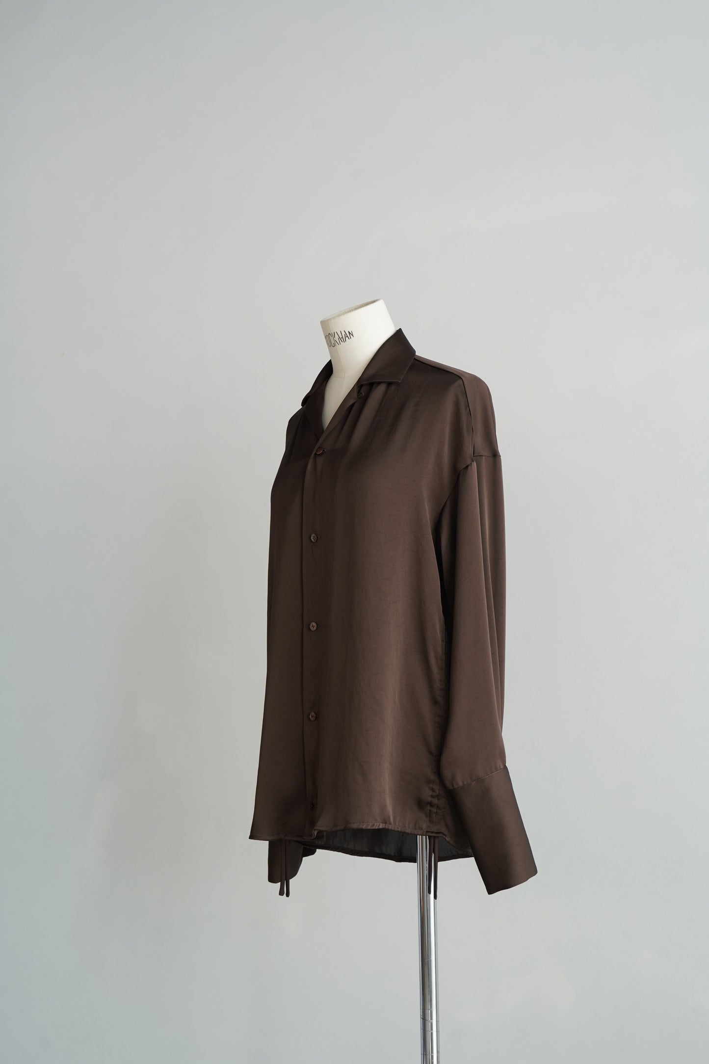 Open Collar Satin Shirts / BROWN -5月23-28日発送-
