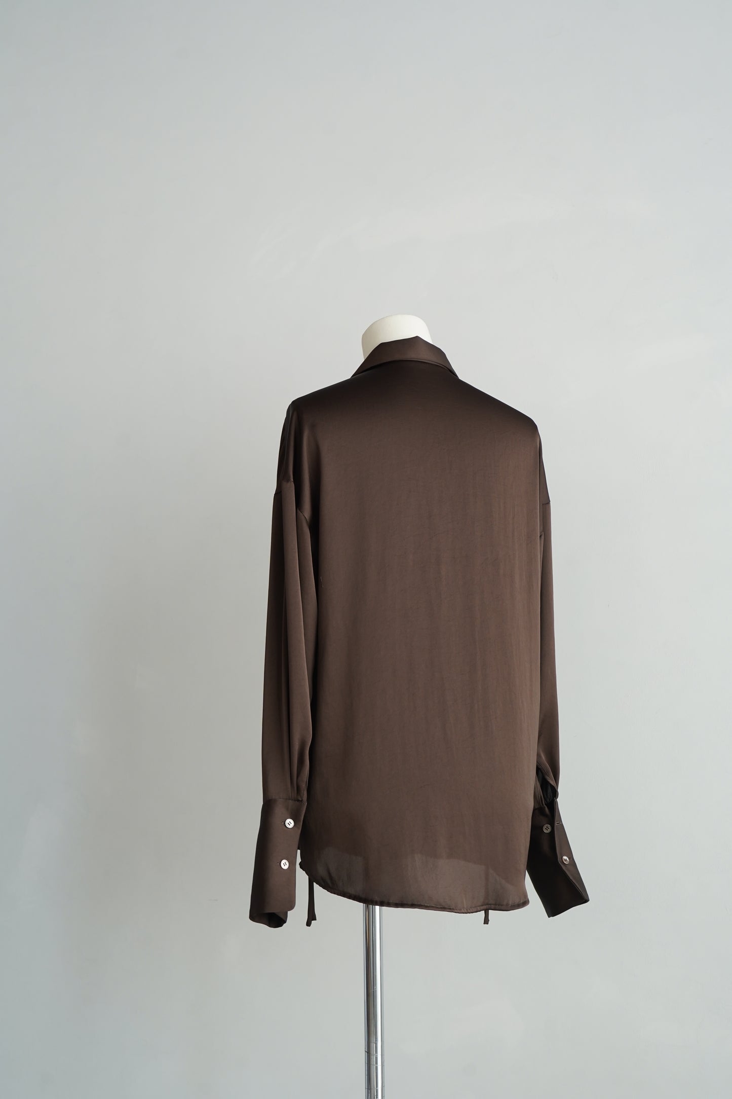 Open Collar Satin Shirts / BROWN -5月23-28日発送-