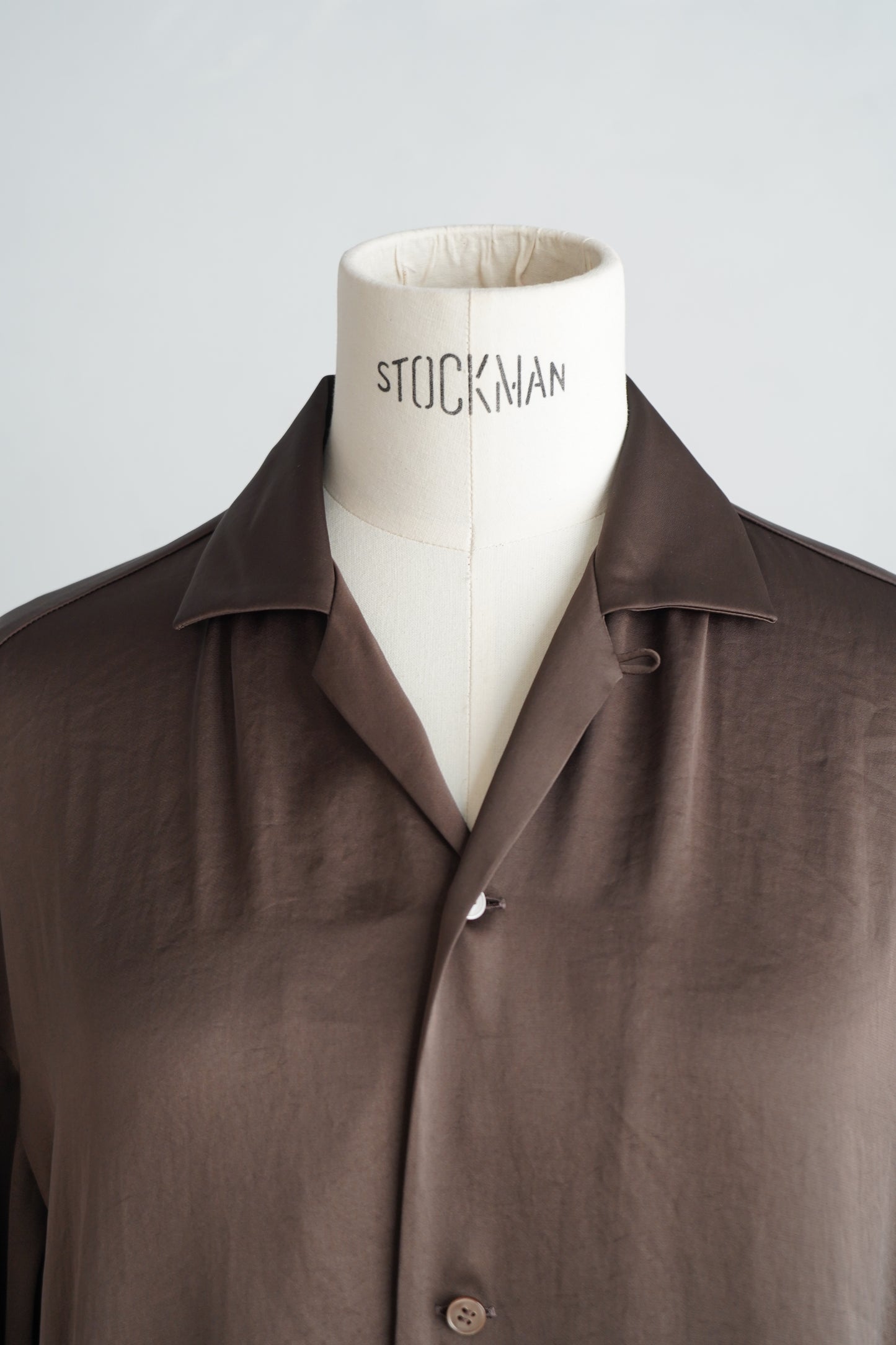 Open Collar Satin Shirts / BROWN -5月23-28日発送-