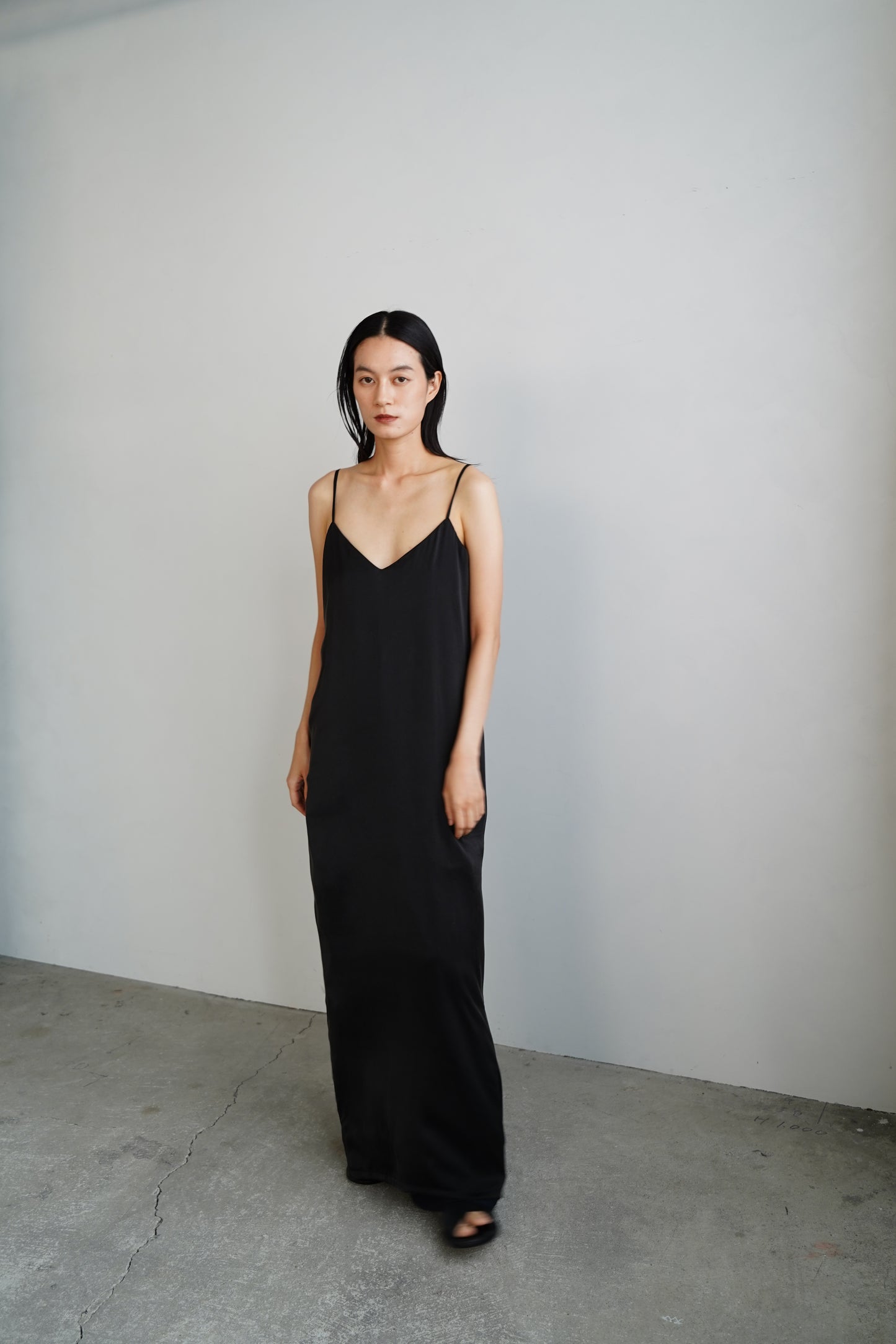 【SAMPLE SALE】Silk Cami Dress/BLACK(162㎝丈)