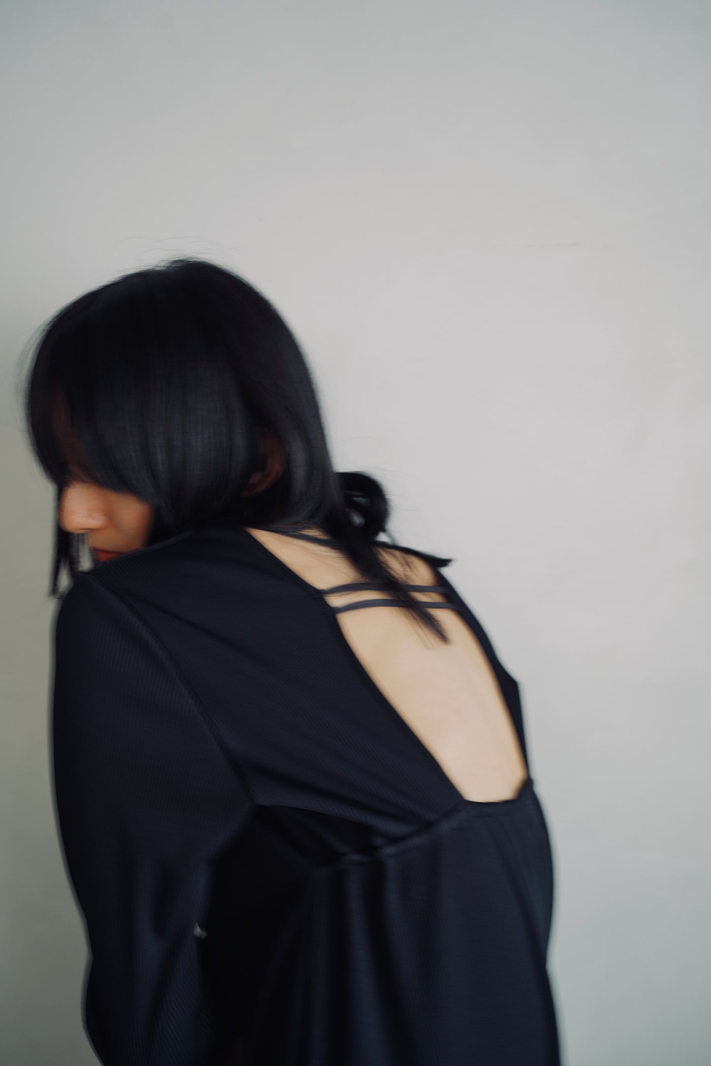 Backopen Rib Onepiece / BLACK