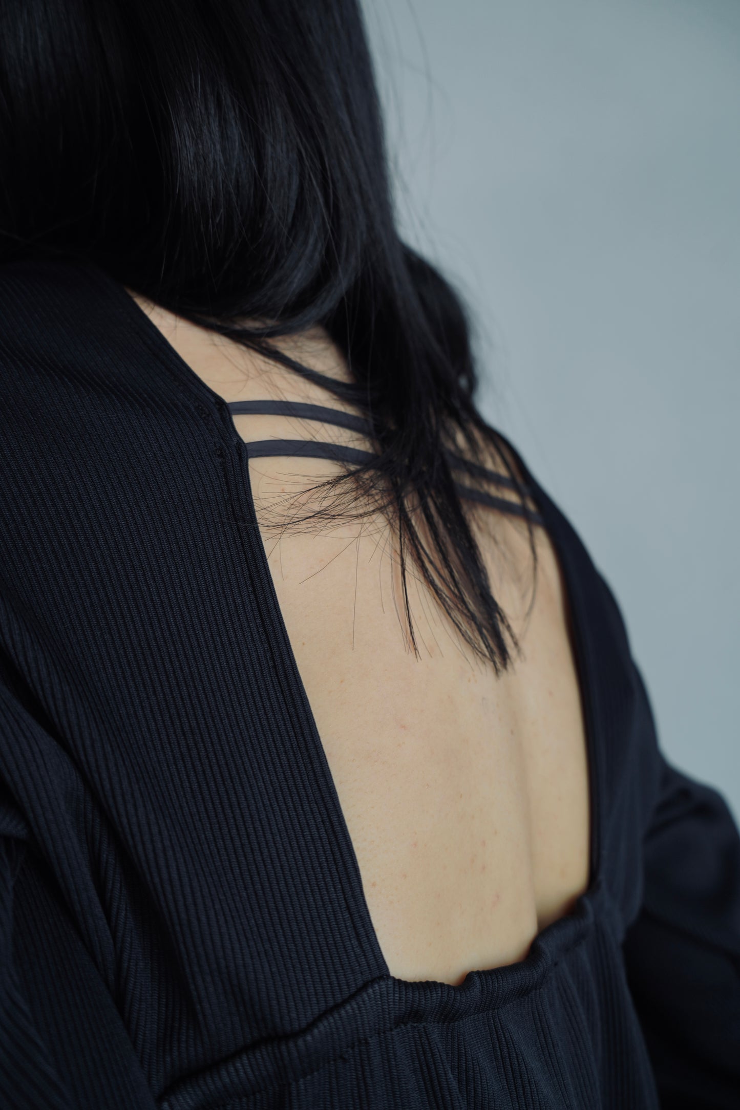 Backopen Rib Onepiece / BLACK