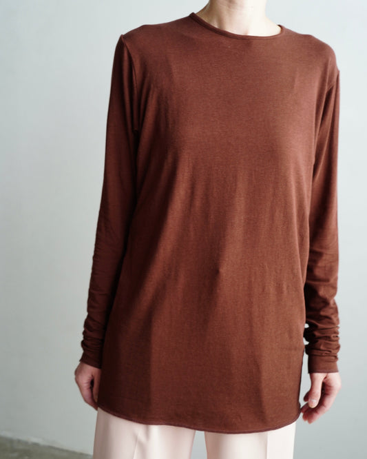 Powdery Crewneck Cutsew / BROWN