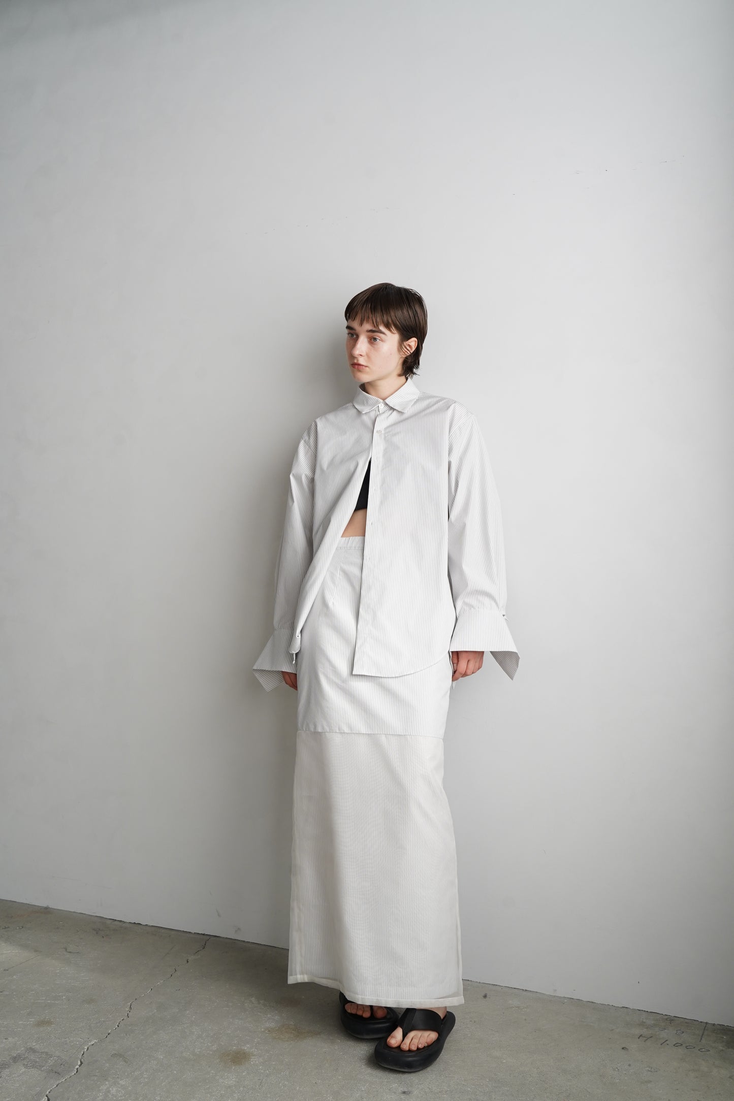 Stripe Sheer Tight Skirt / WHITE