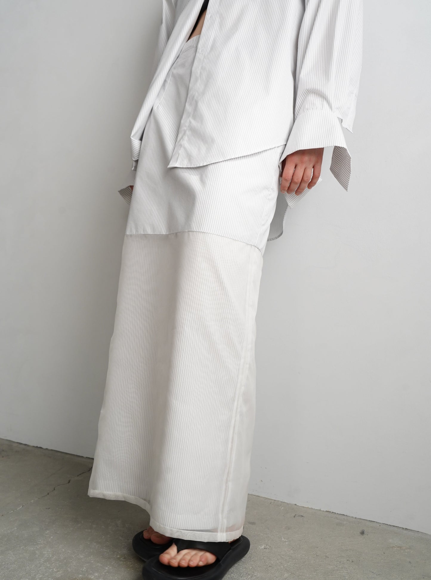 Stripe Sheer Tight Skirt / WHITE