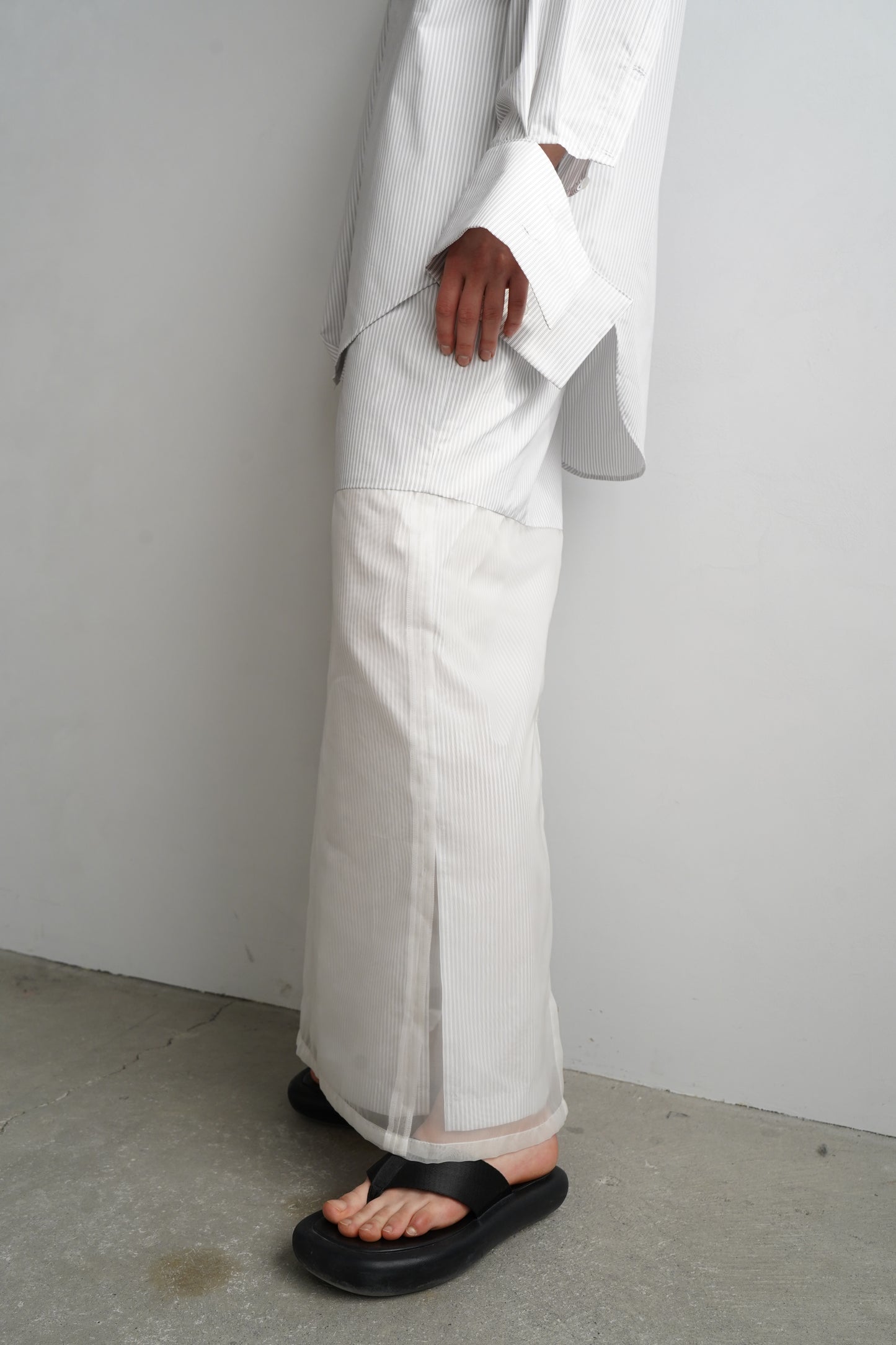 Stripe Sheer Tight Skirt / WHITE