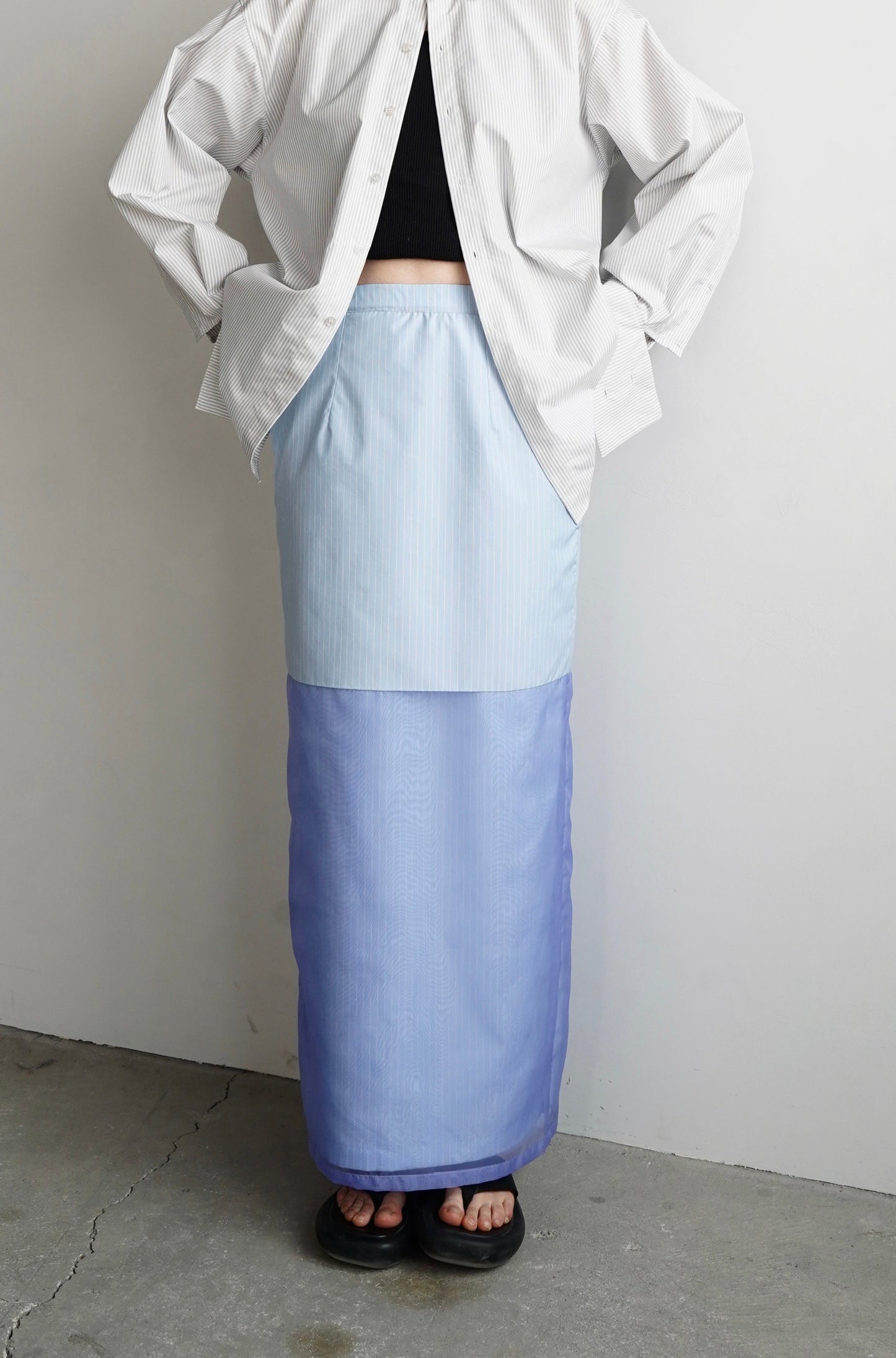 Stripe Sheer Tight Skirt / BLUE