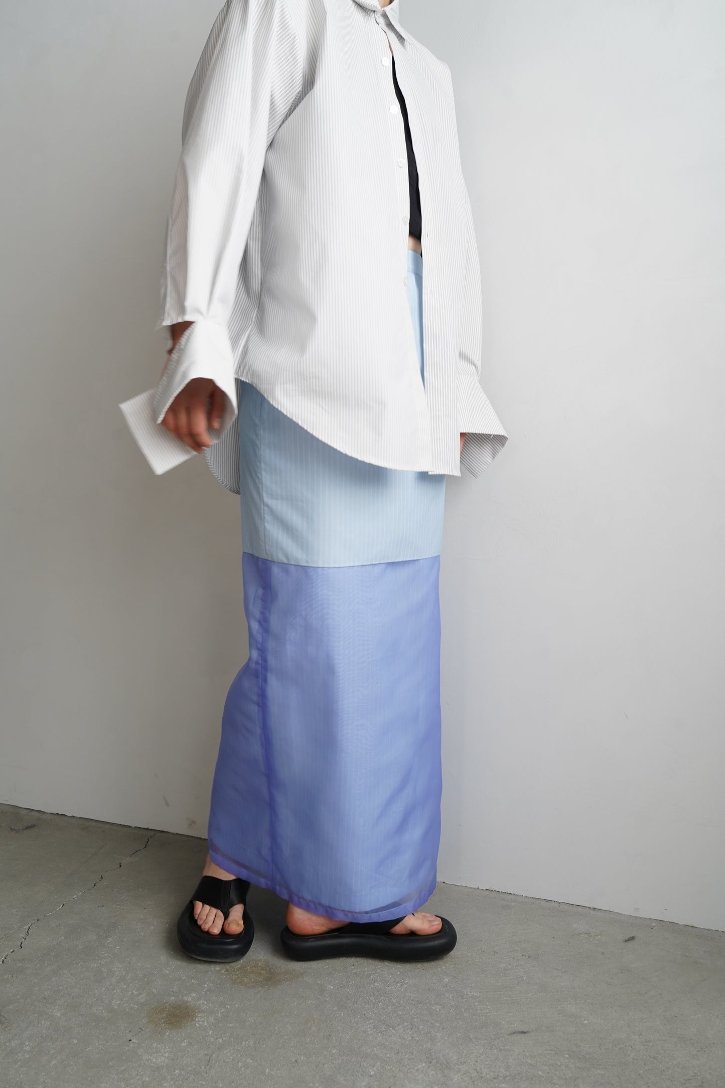 Stripe Sheer Tight Skirt / BLUE