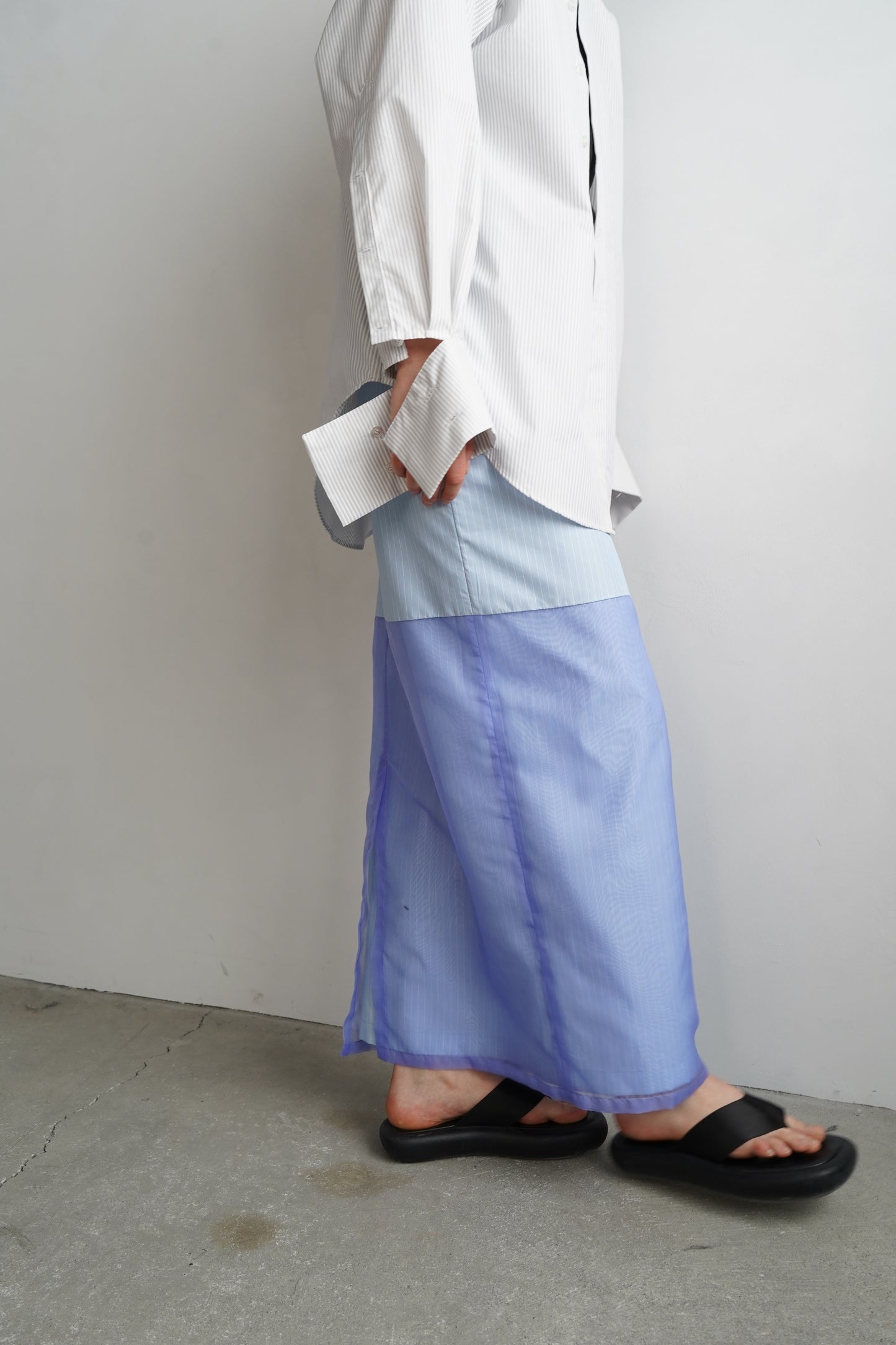 Stripe Sheer Tight Skirt / BLUE