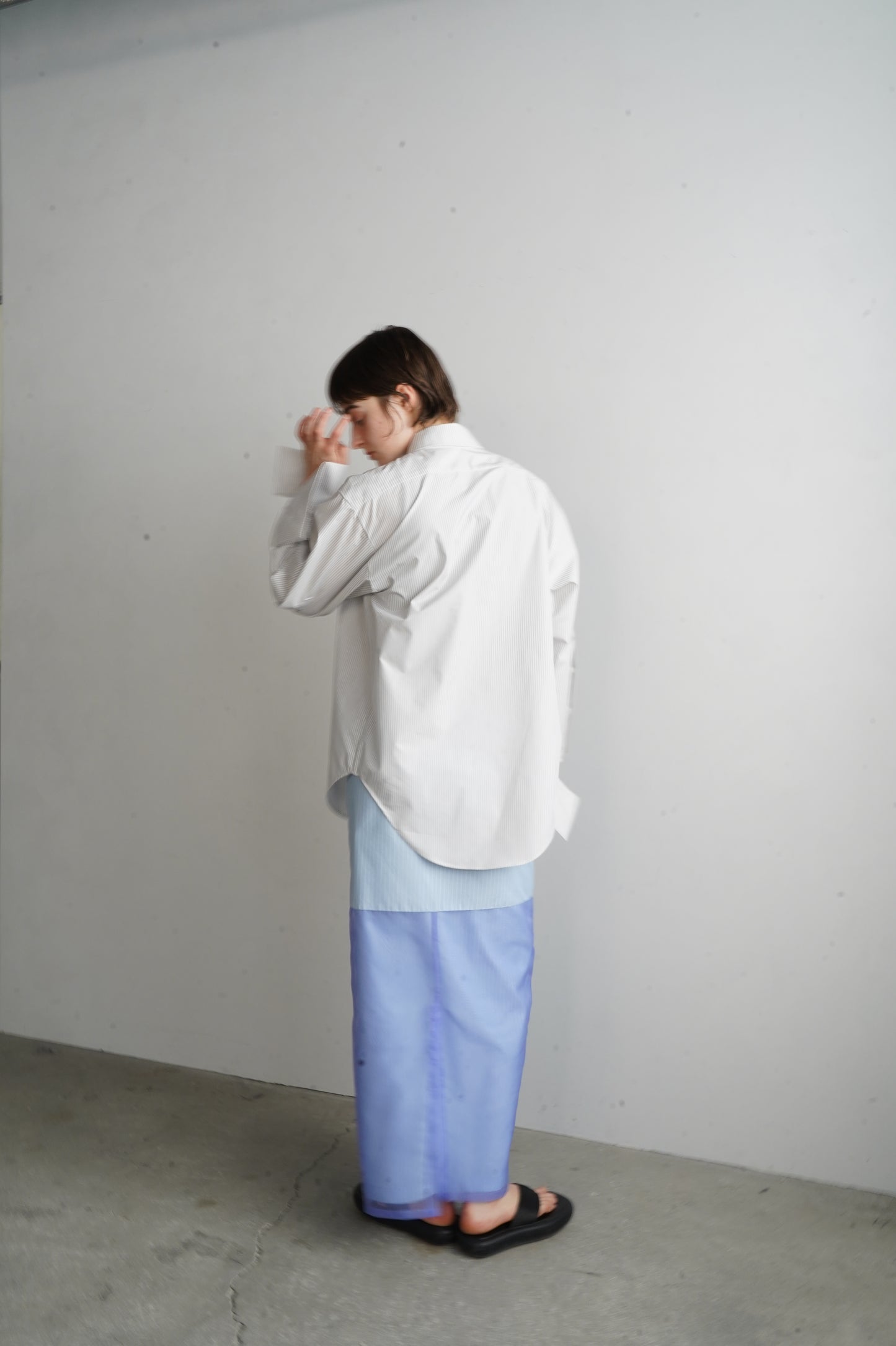 Stripe Sheer Tight Skirt / BLUE
