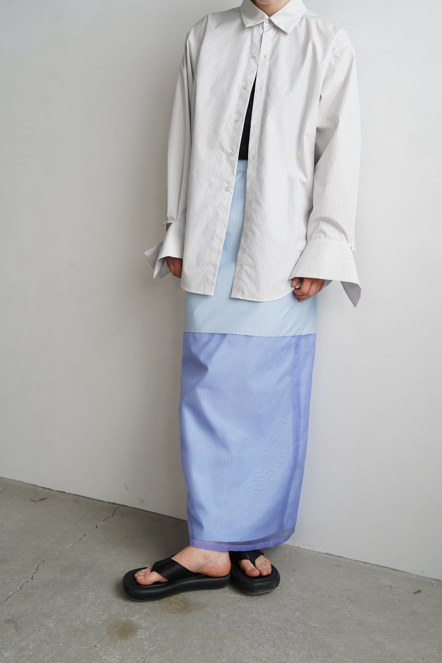 Stripe Sheer Tight Skirt / BLUE