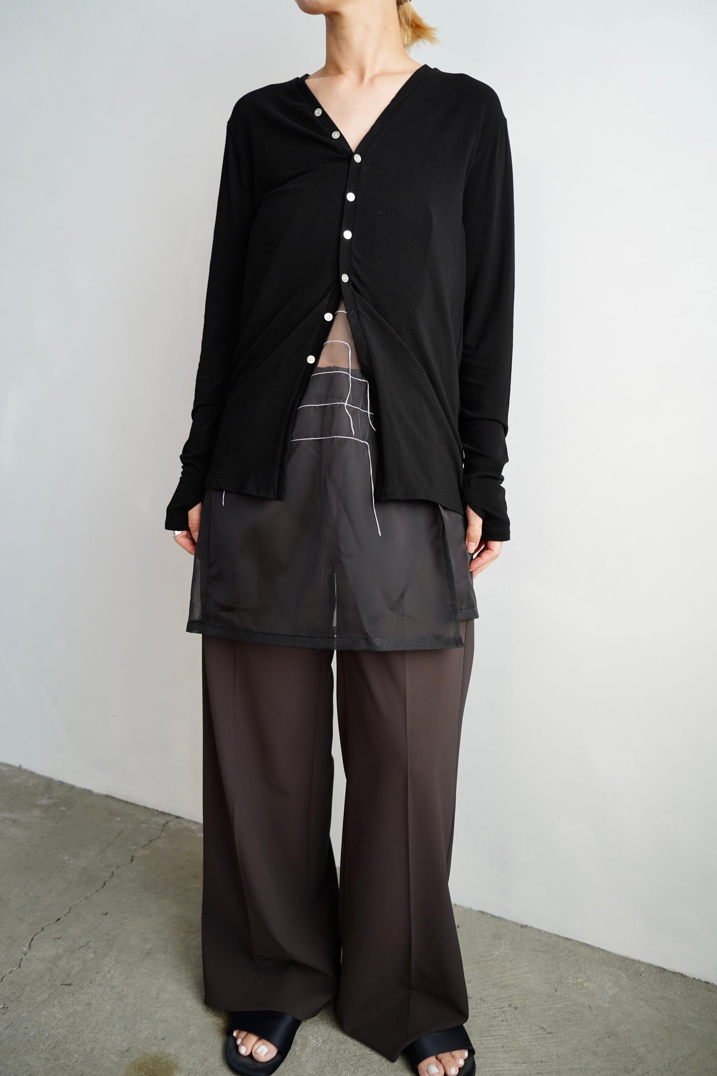 Organdy Draw Wrap Skirt / BLACK -9月10-15日発送-