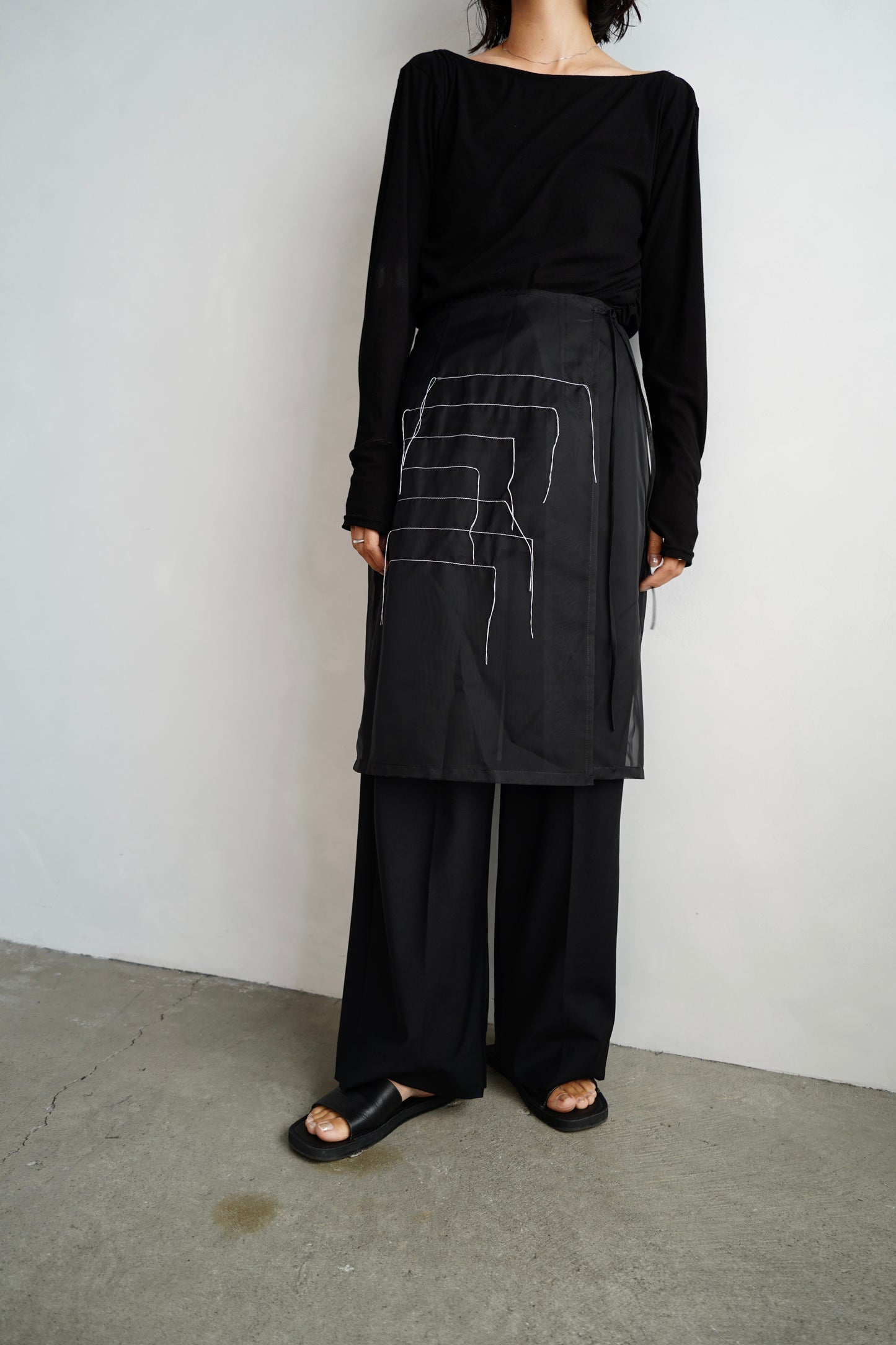 Organdy Draw Wrap Skirt / BLACK -9月10-15日発送-