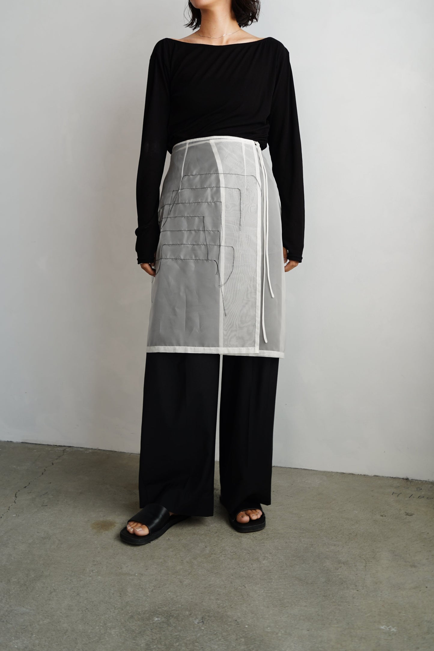 Organdy Draw Wrap Skirt / WHITE -9月10-15日発送-
