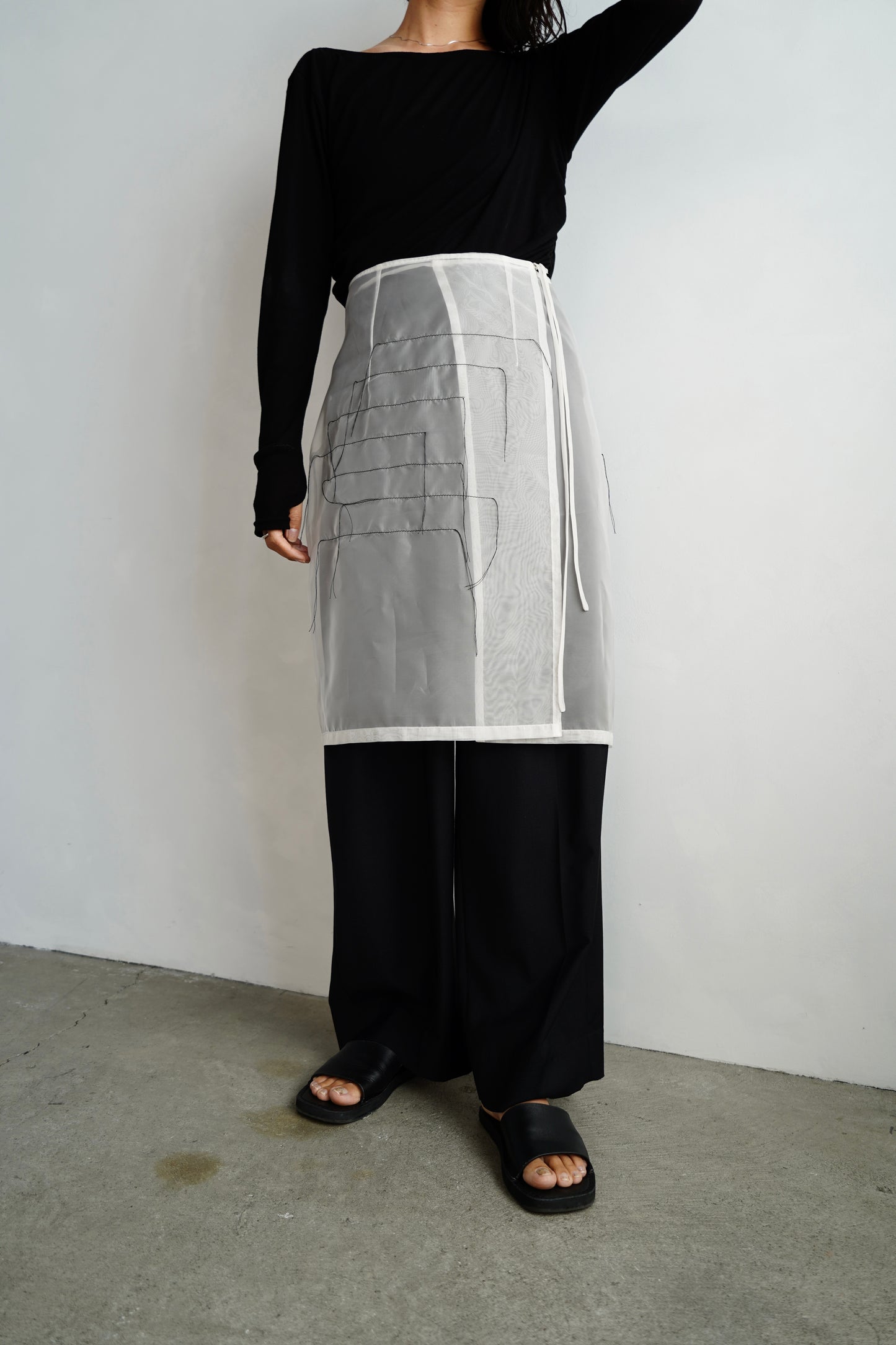 Organdy Draw Wrap Skirt / WHITE -9月10-15日発送-