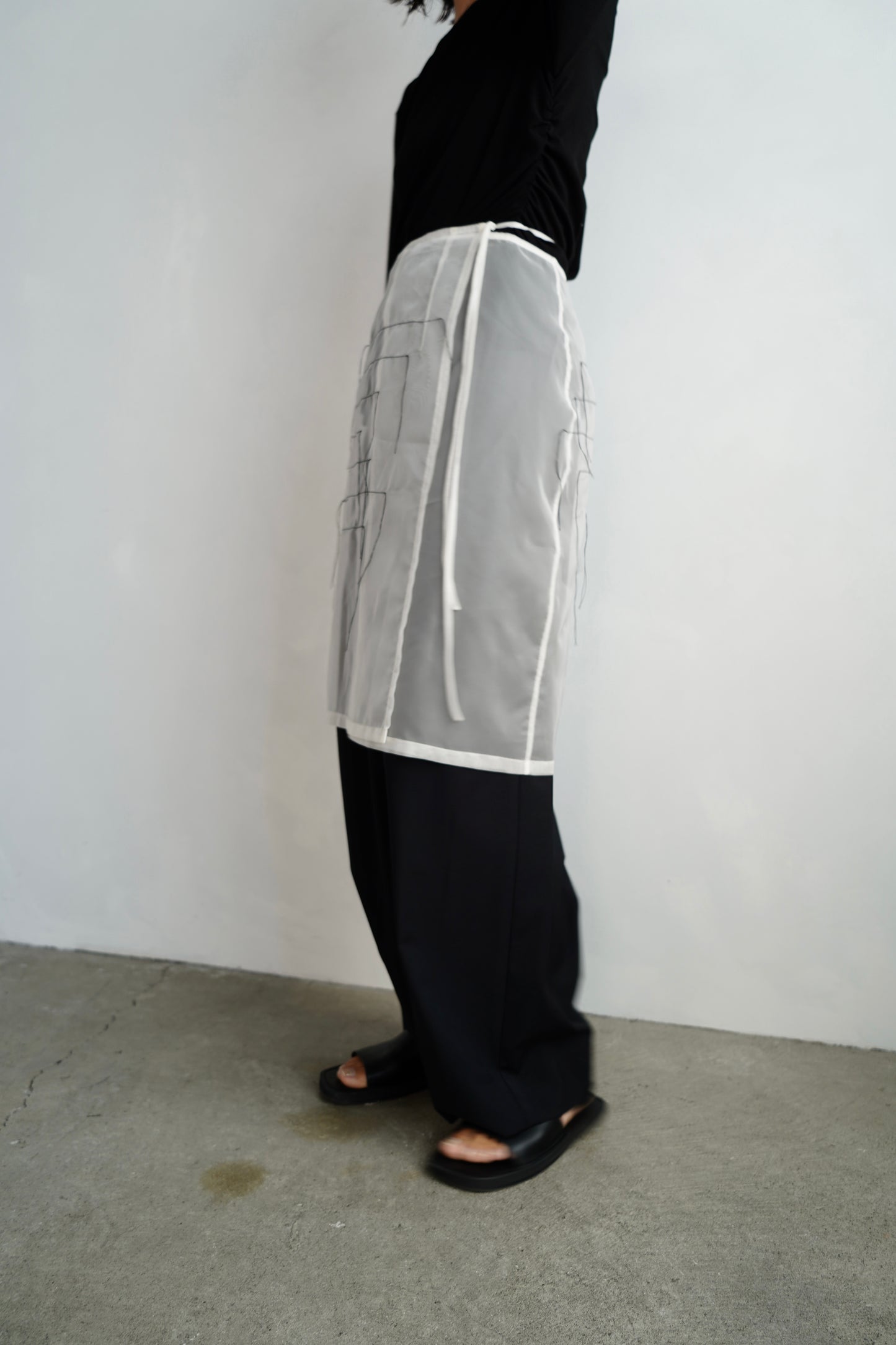 Organdy Draw Wrap Skirt / WHITE -9月10-15日発送-