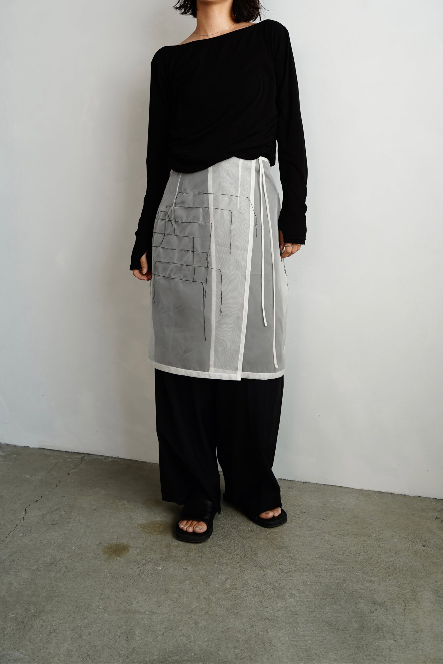 Organdy Draw Wrap Skirt / WHITE -9月10-15日発送-