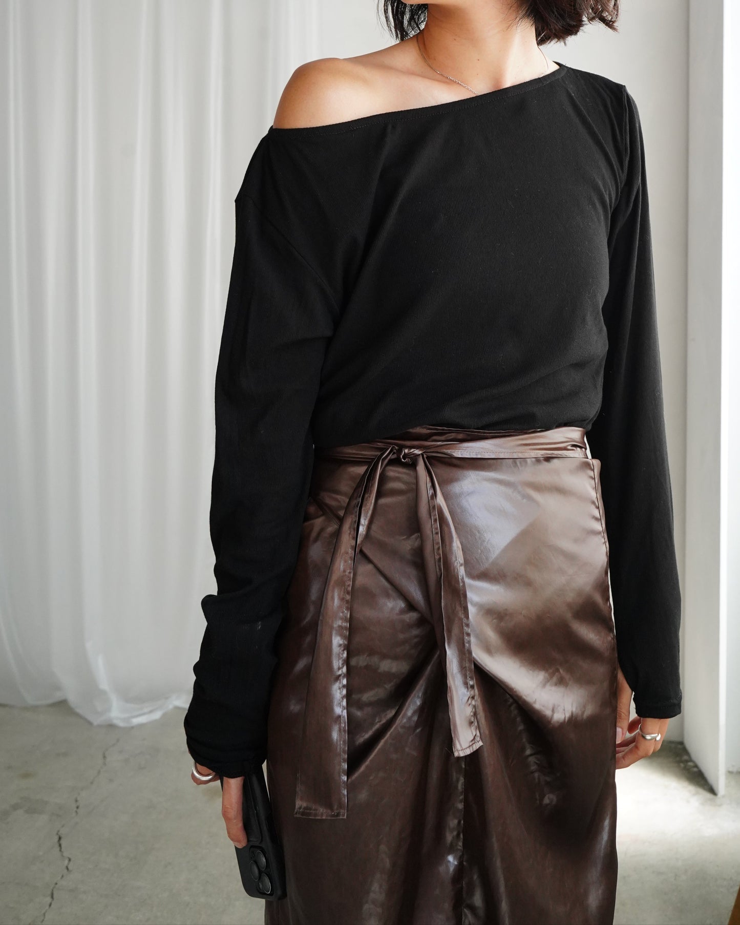 Shirring Pullover / BLACK