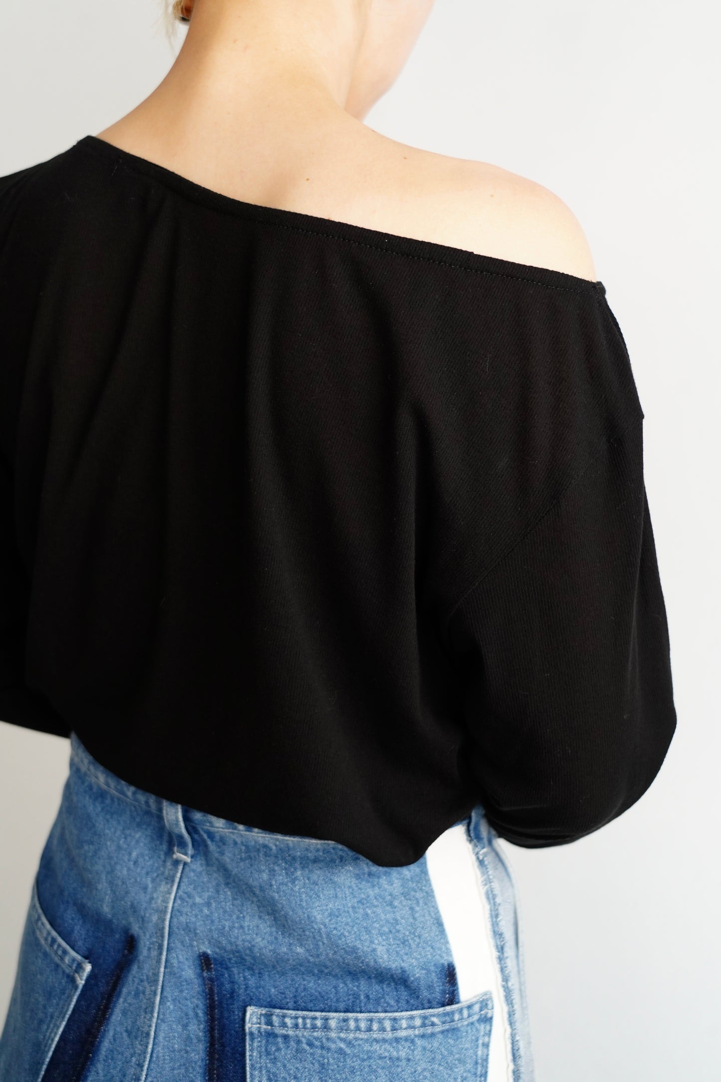 Shirring Pullover / BLACK