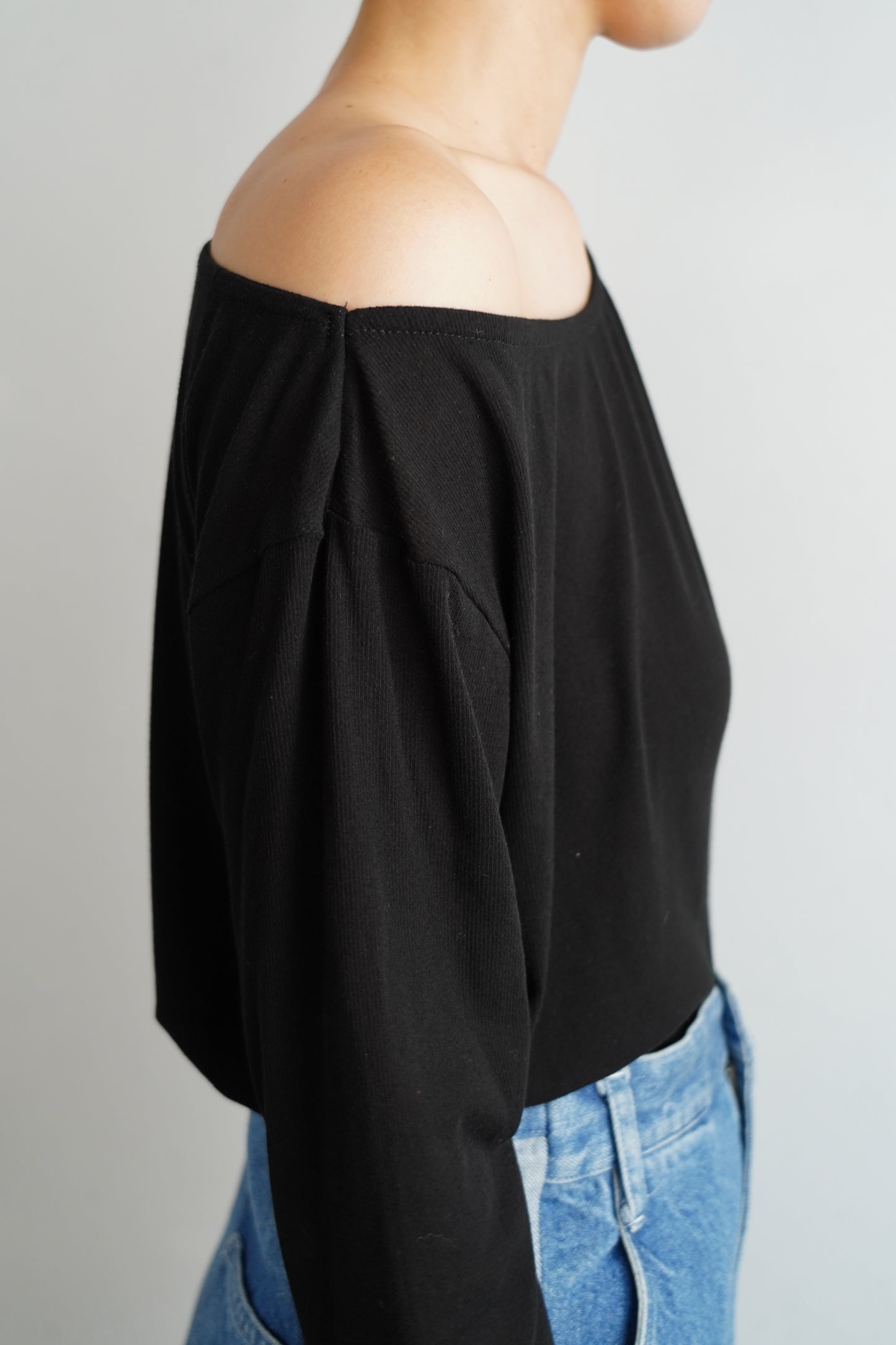 Shirring Pullover / BLACK