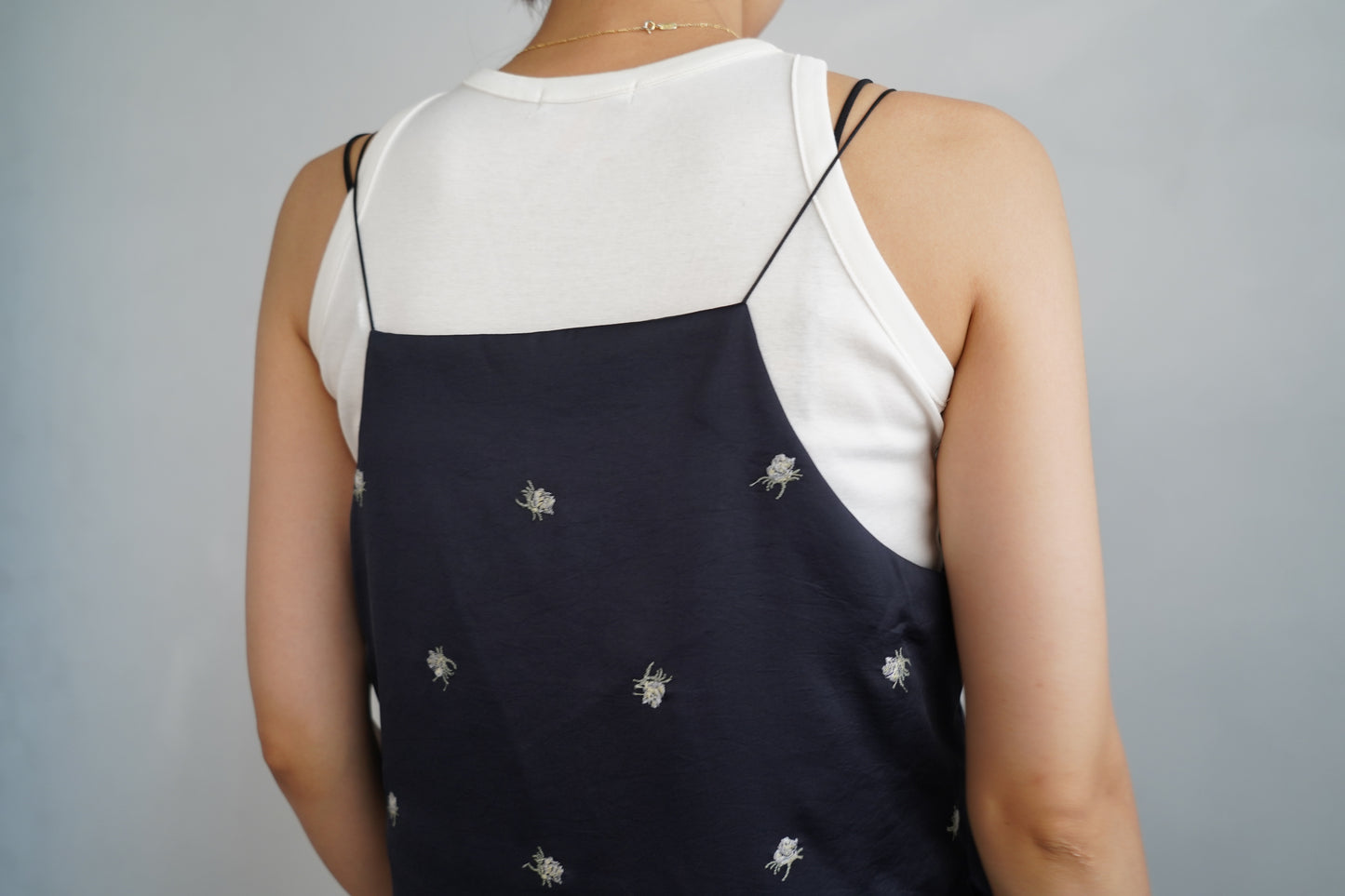 Stitch Flower Cami Dress / NAVY -8月3-7日発送-