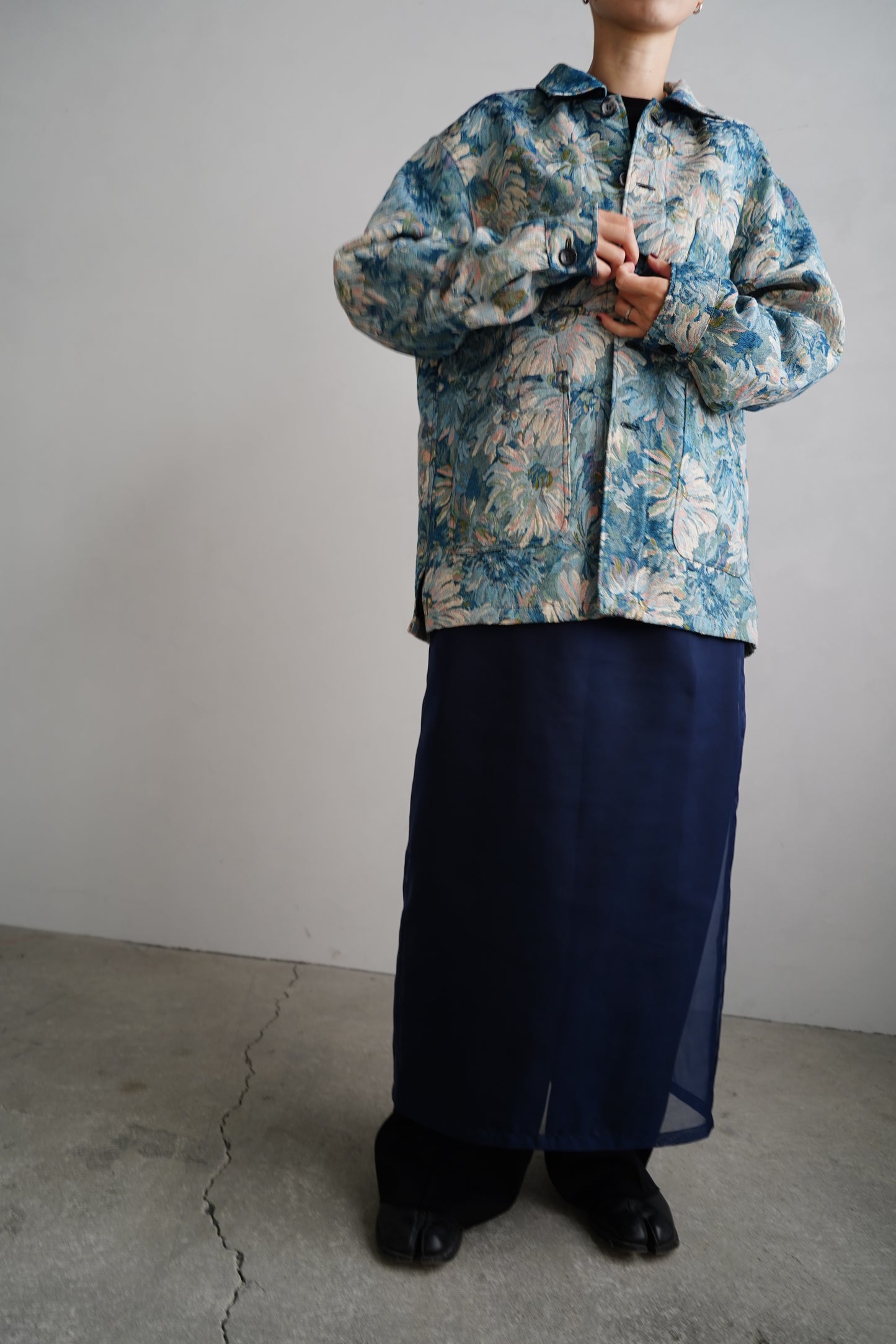 【SAMPLE SALE】Organdy Sheer Skirt/NAVY