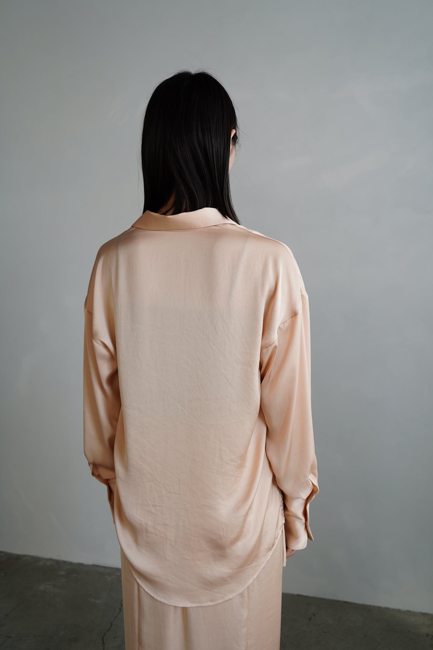 Open Collar Satin Shirts / SALMON -5月23-28日発送-