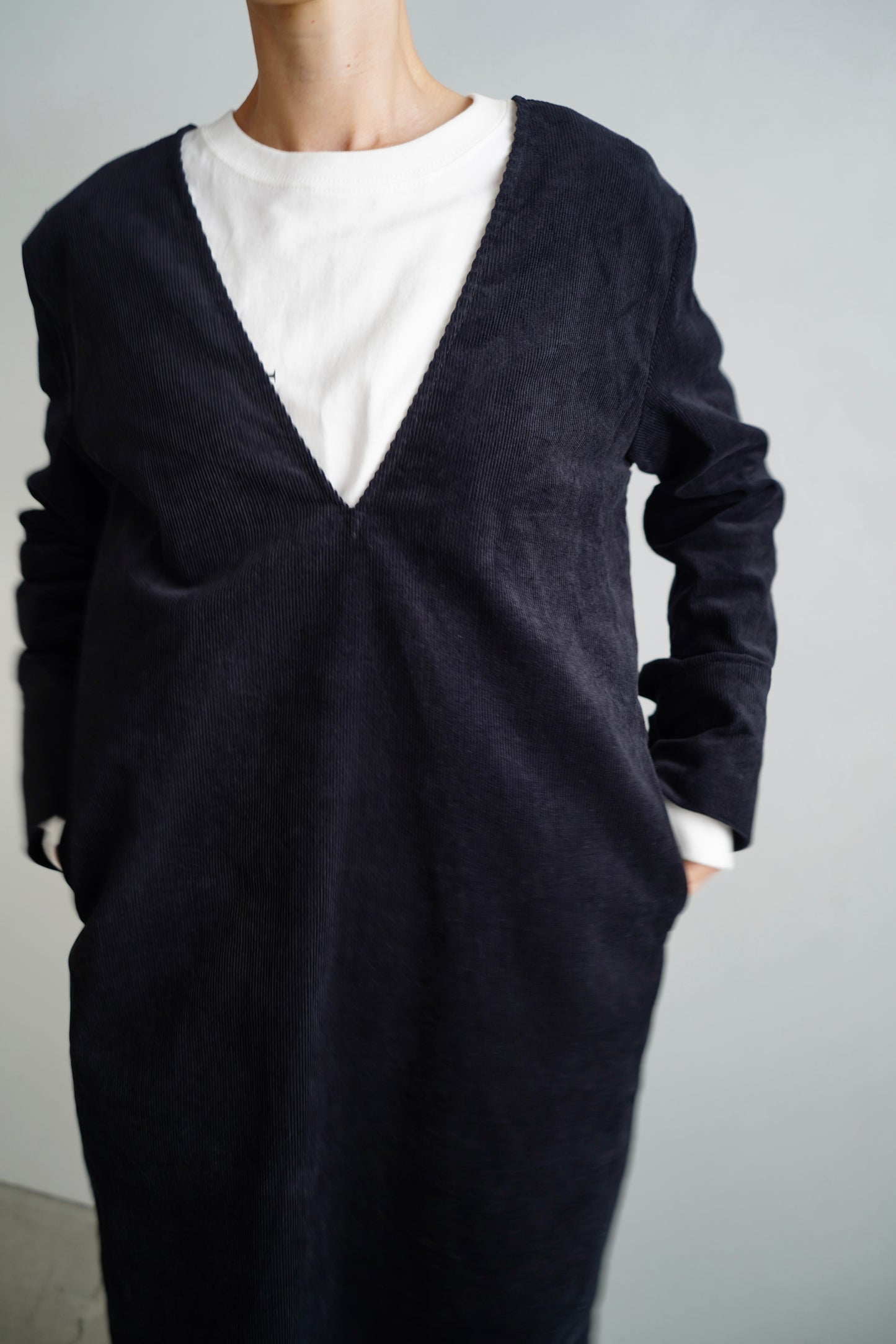 Corduroy Dress / BLACK