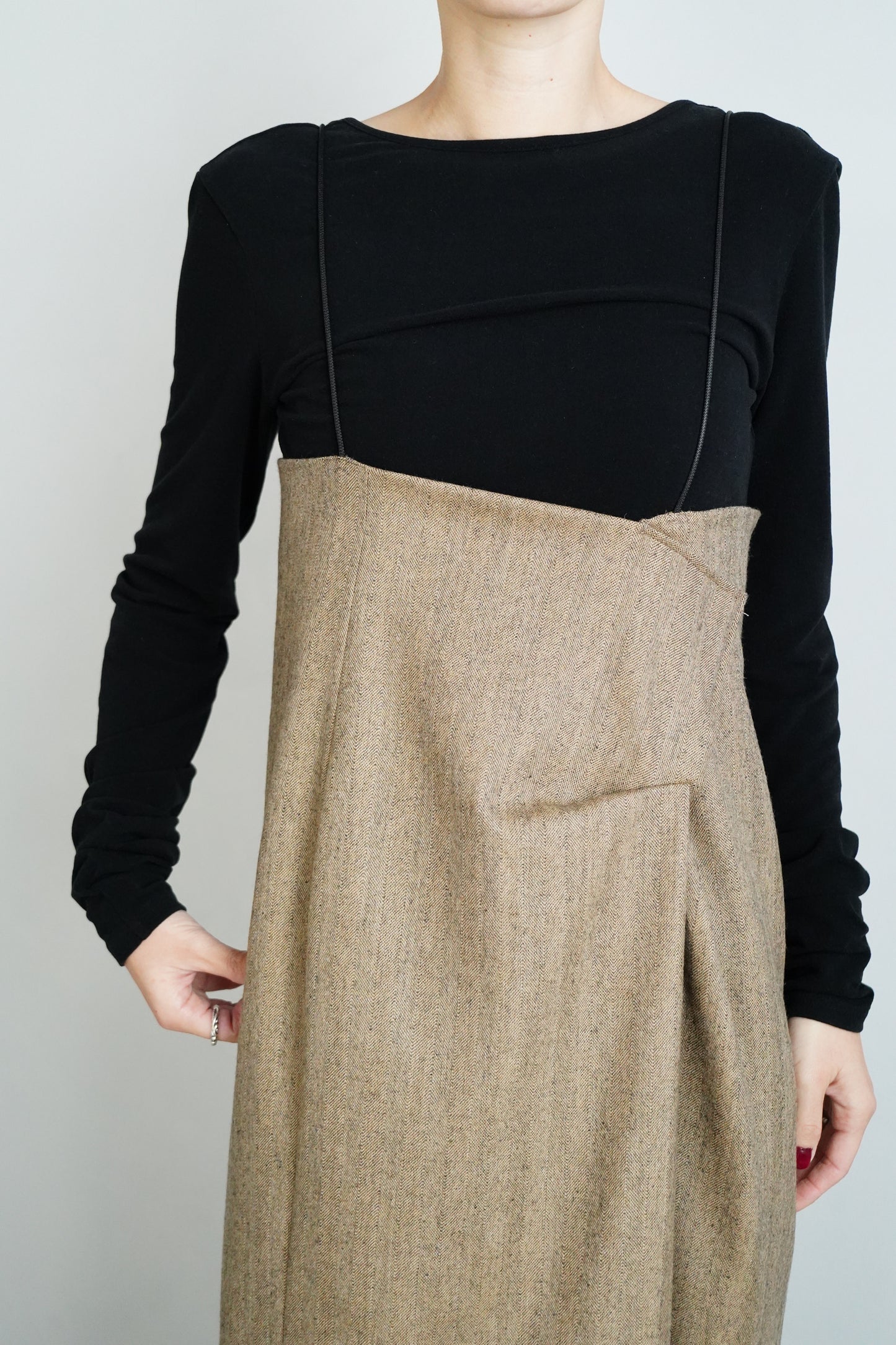 Herringbone Jump Skirt / BROWN