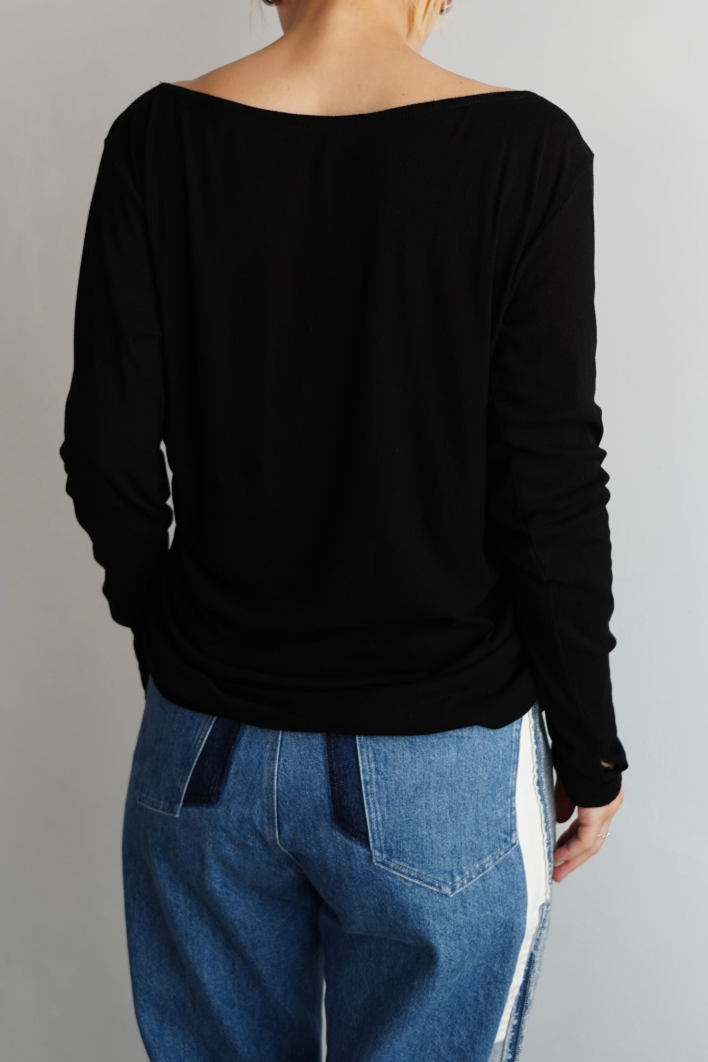 Shirring Pullover / BLACK