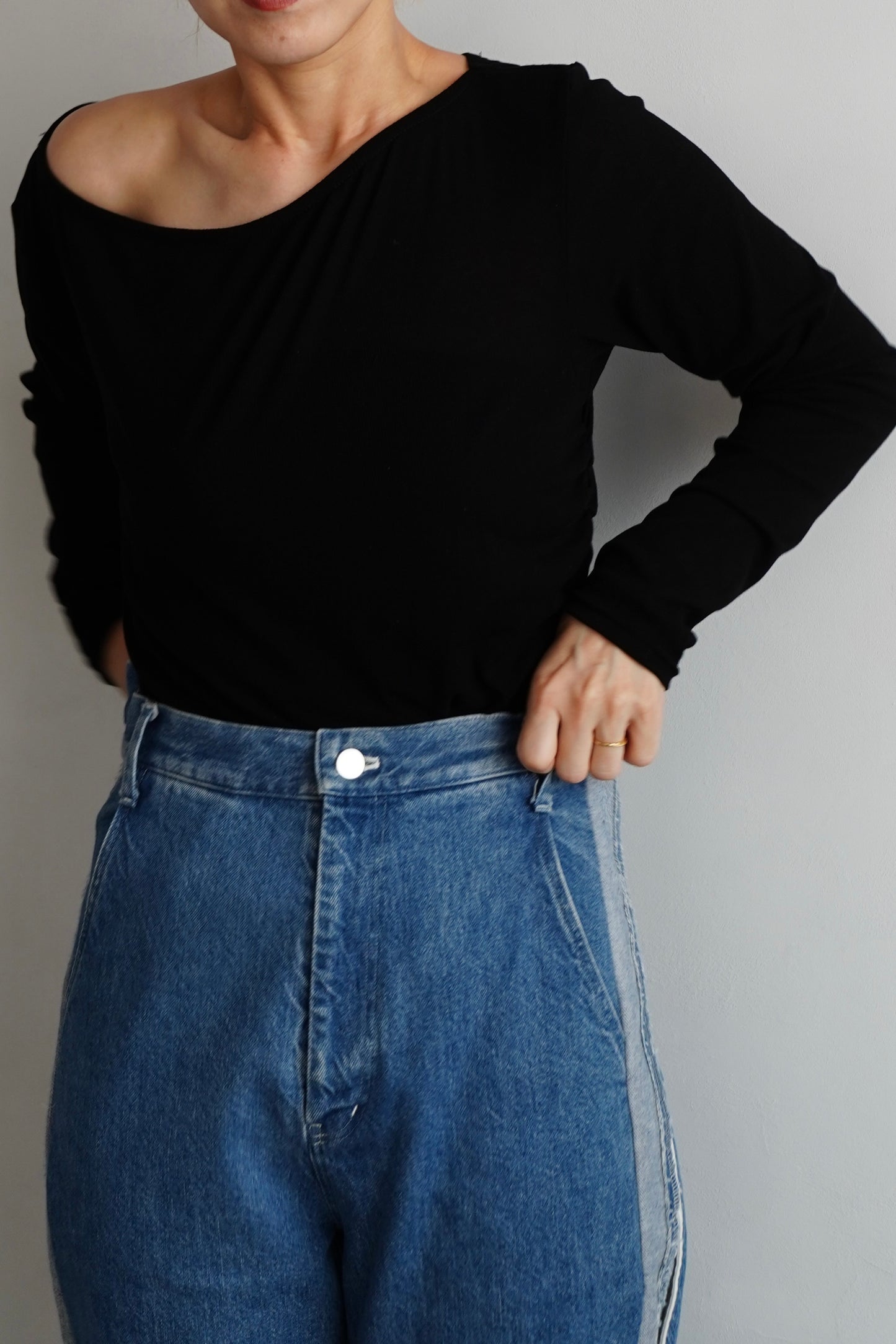 Shirring Pullover / BLACK