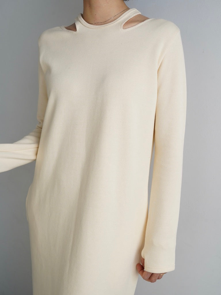 Rib Neckopen Dress / OFFWHITE -7日以内発送-