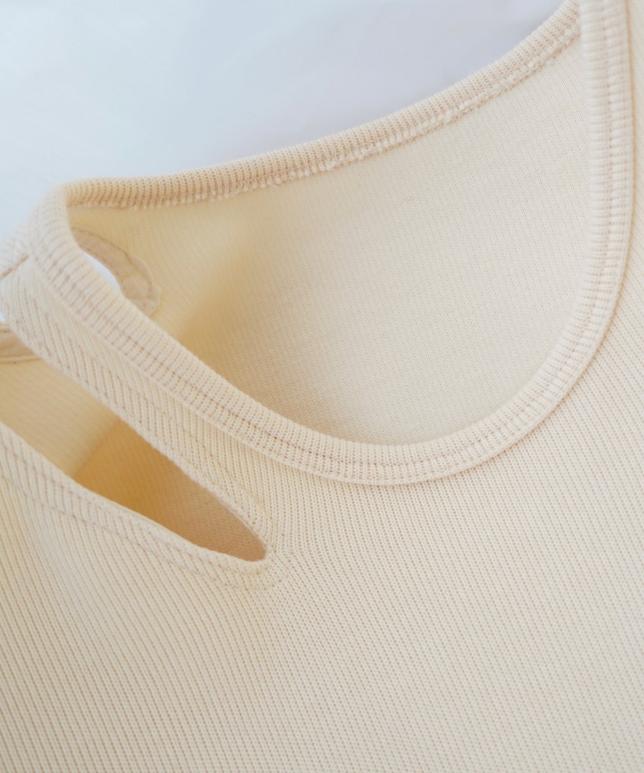 Rib Neckopen Dress / OFFWHITE -7日以内発送-