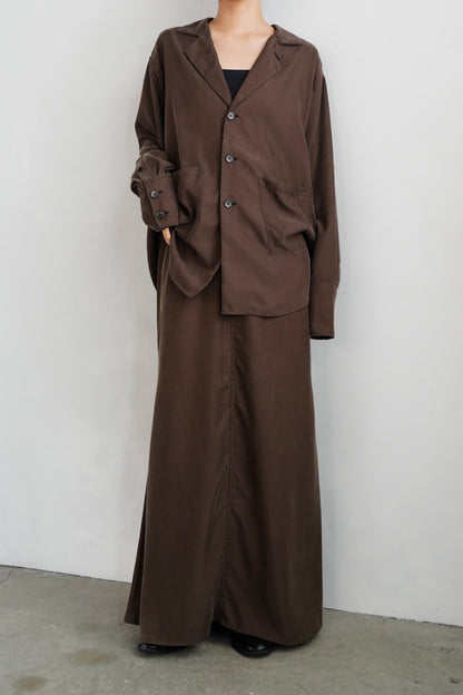 Fibril Chambray Shirts Jacket / BROWN -9月30日発送-