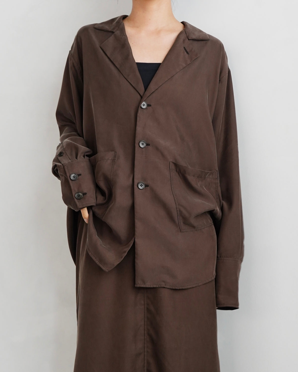 Fibril Chambray Shirts Jacket / BROWN -9月30日発送-