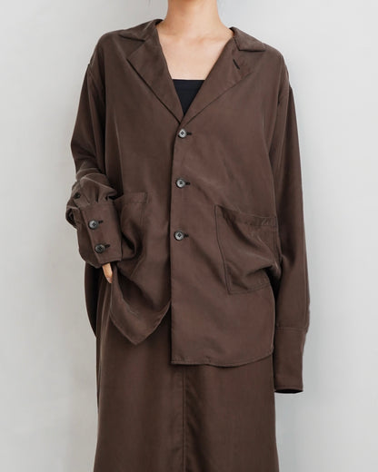 Fibril Chambray Shirts Jacket / BROWN -9月30日発送-